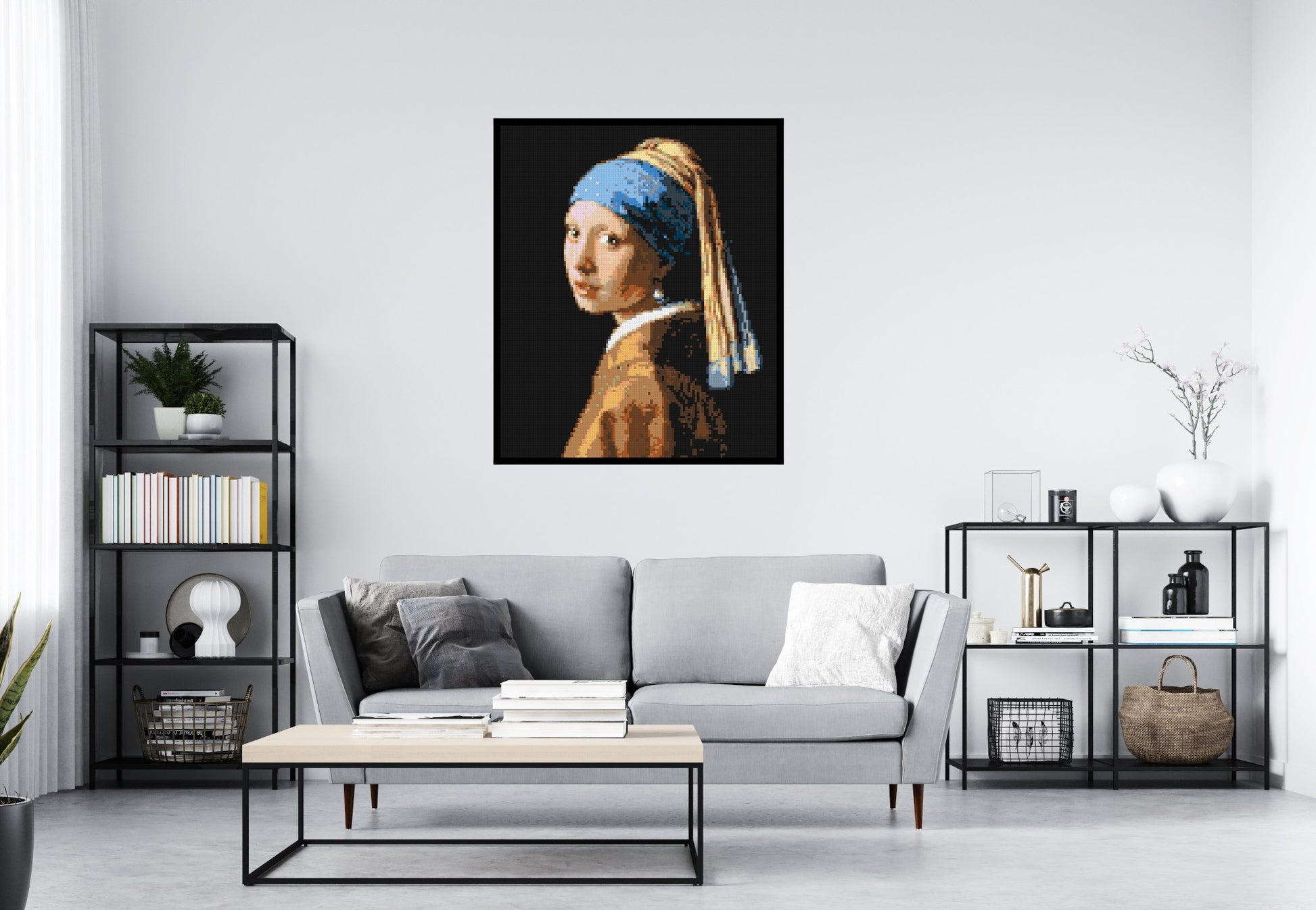 Girl with a Pearl Earring by Johannes Vermeer - Brick Art Mosaic Kit 5x6 scene with frame