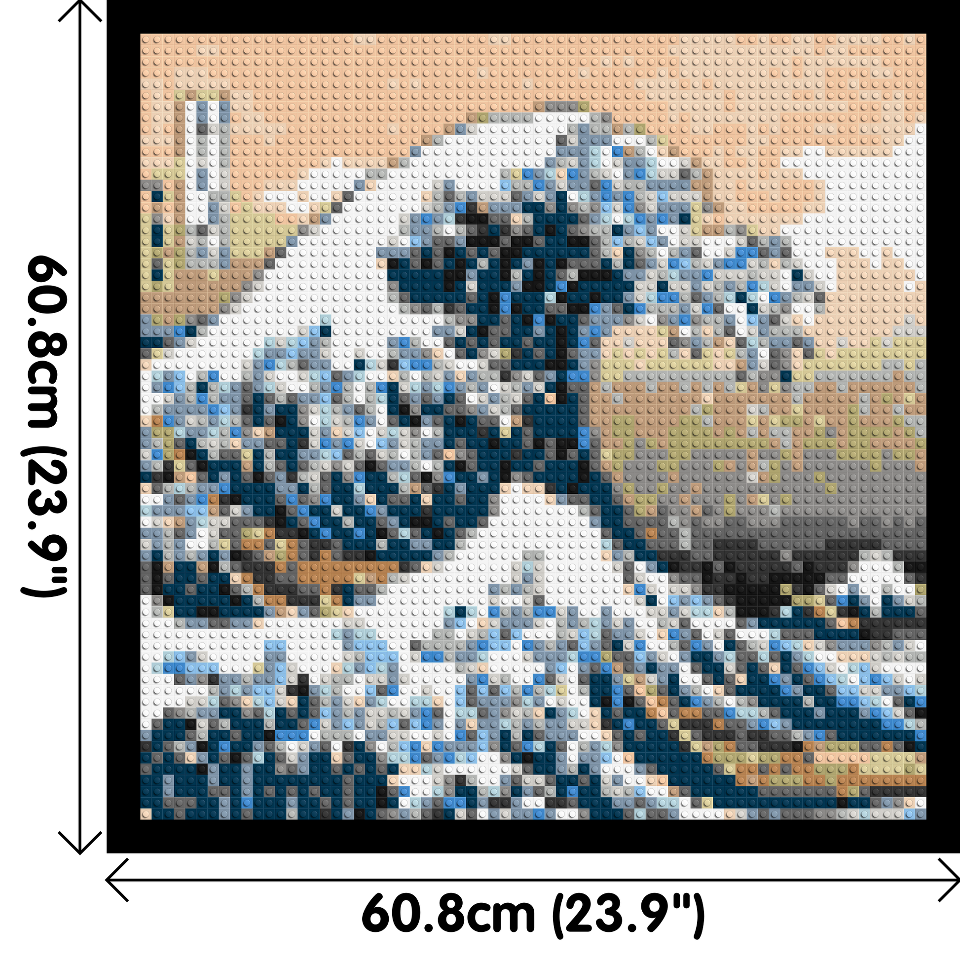 The Great Wave Off Kanagawa by Katsushika Hokusai  - Brick Art Mosaic Kit 3x3 dimensions with frame