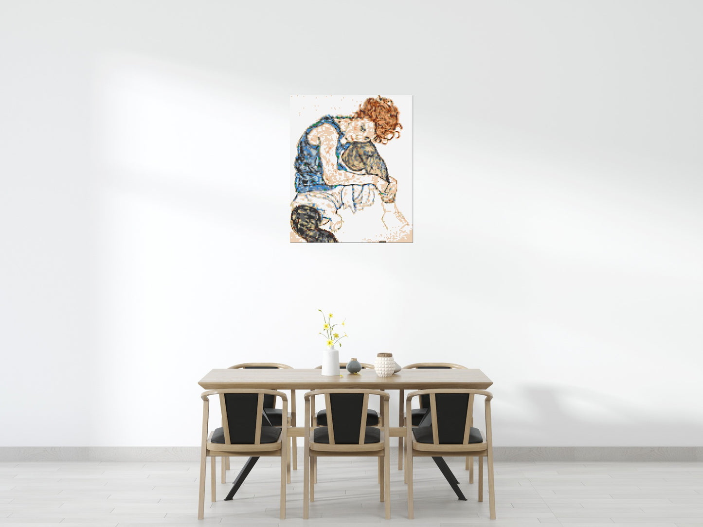 Woman Sitting with Bent Knee by Egon Schiele  - Brick Art Mosaic Kit 5x6 large