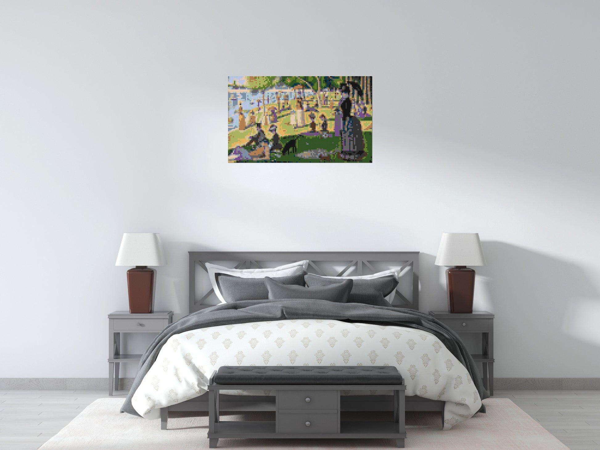 A Sunday Afternoon on the Island of La Grande Jatte By Georges Seurat - Brick Art Mosaic Kit 5x3 scene