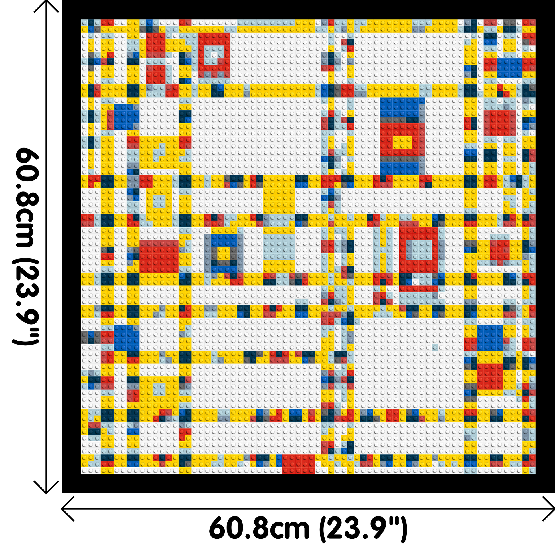 Broadway Boogie Woogie by Piet Mondrian - Brick Art Mosaic Kit 3x3 dimensions with frame