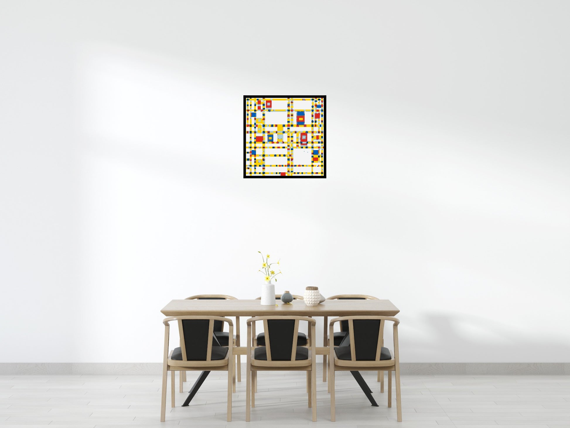 Broadway Boogie Woogie by Piet Mondrian - Brick Art Mosaic Kit 4x4 scene with frame