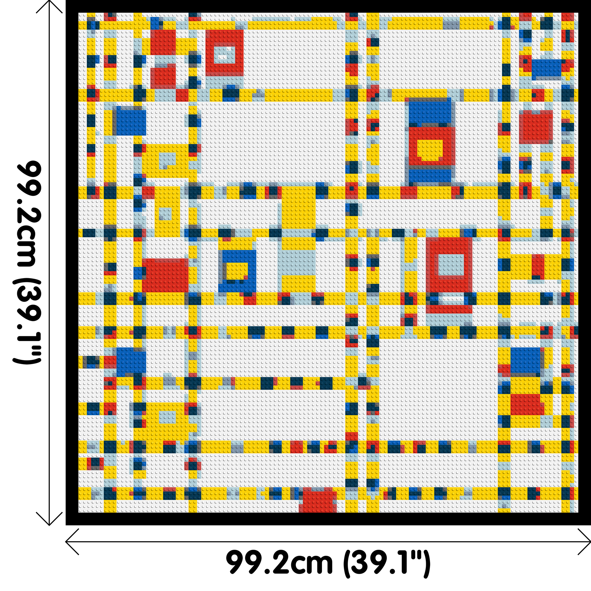 Broadway Boogie Woogie by Piet Mondrian - Brick Art Mosaic Kit 5x5 dimensions with frame