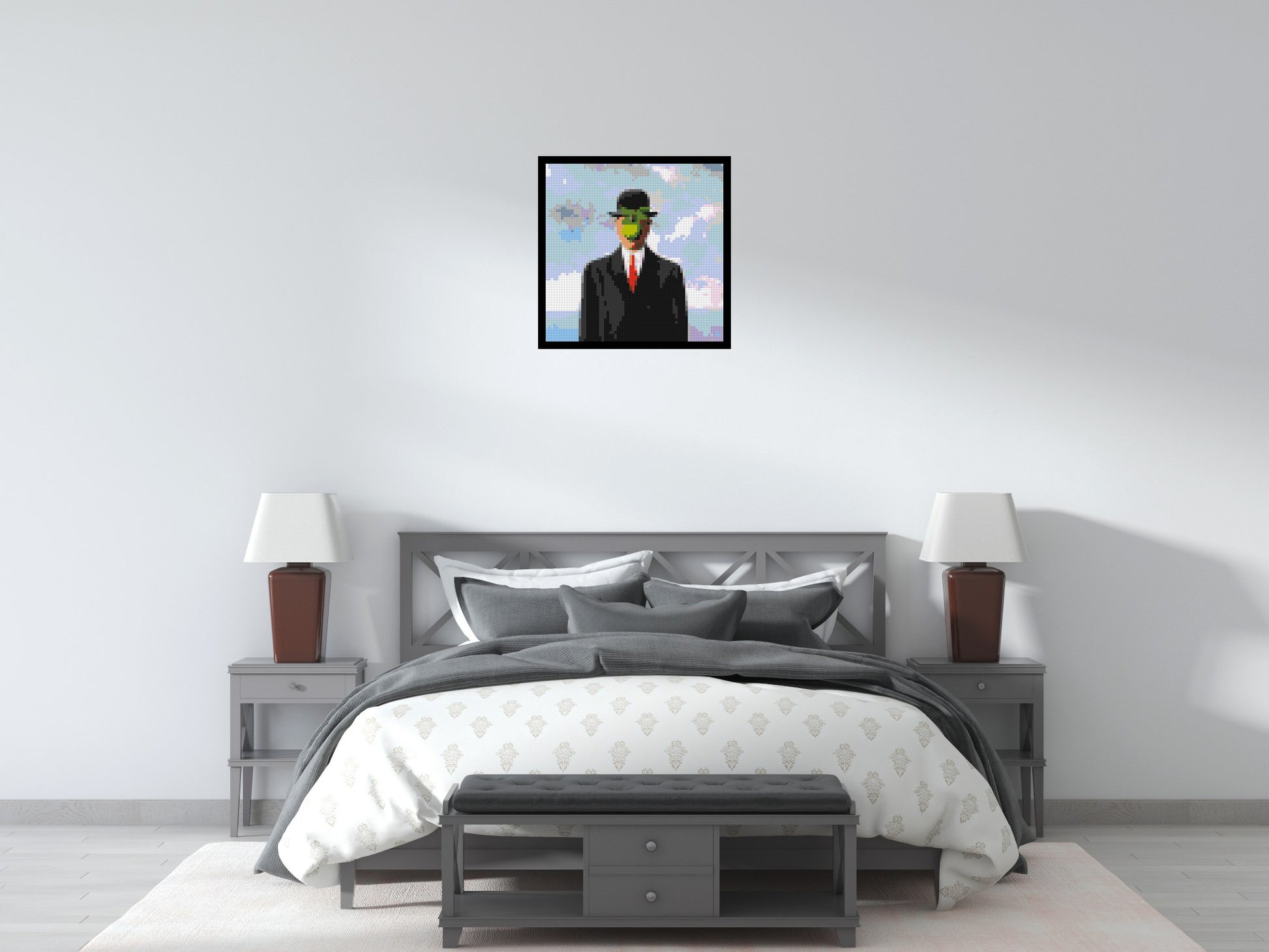 The Son of Man by René Magritte - Brick Art Mosaic Kit 3x3 scene with frame