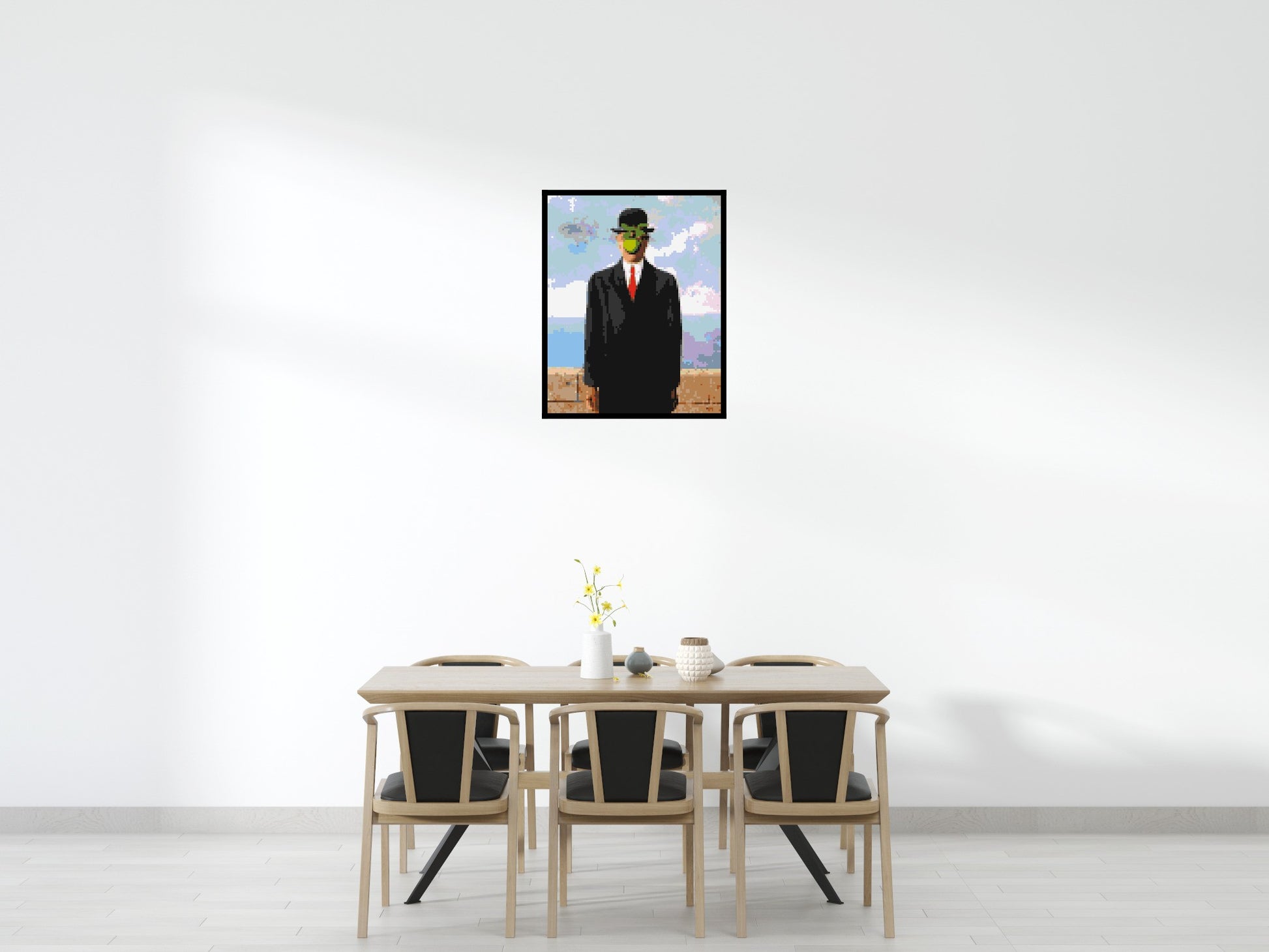 The Son of Man by René Magritte - Brick Art Mosaic Kit 4x5 scene with frame