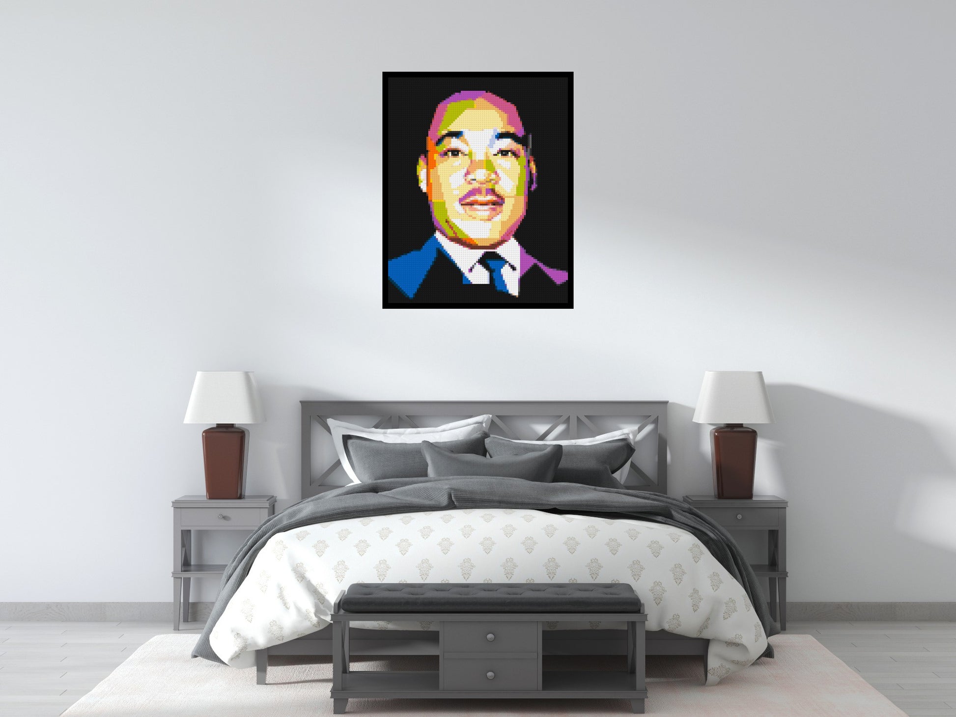 Martin Luther King Jr. - Brick Art Mosaic Kit 4x5 scene with frame