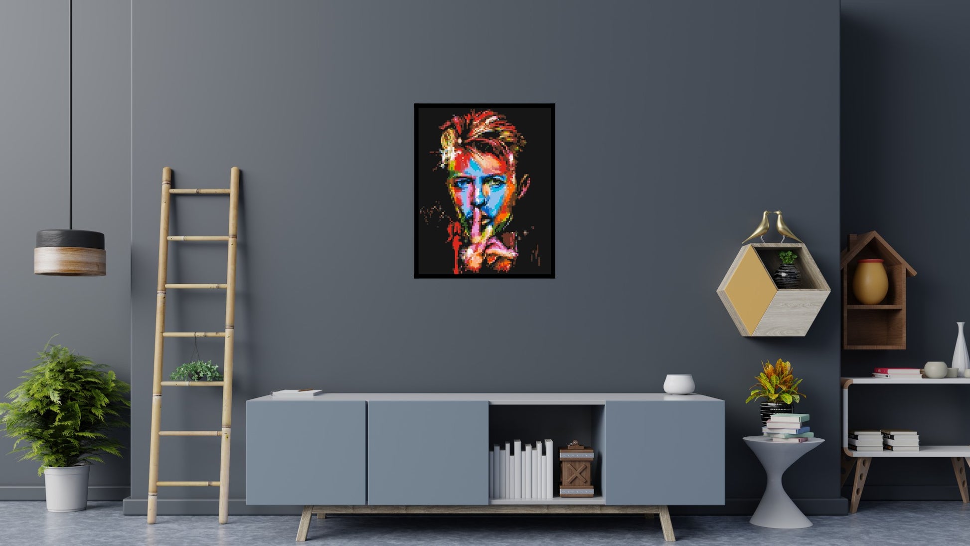 David Bowie - Brick Art Mosaic Kit 4x5 scene with frame