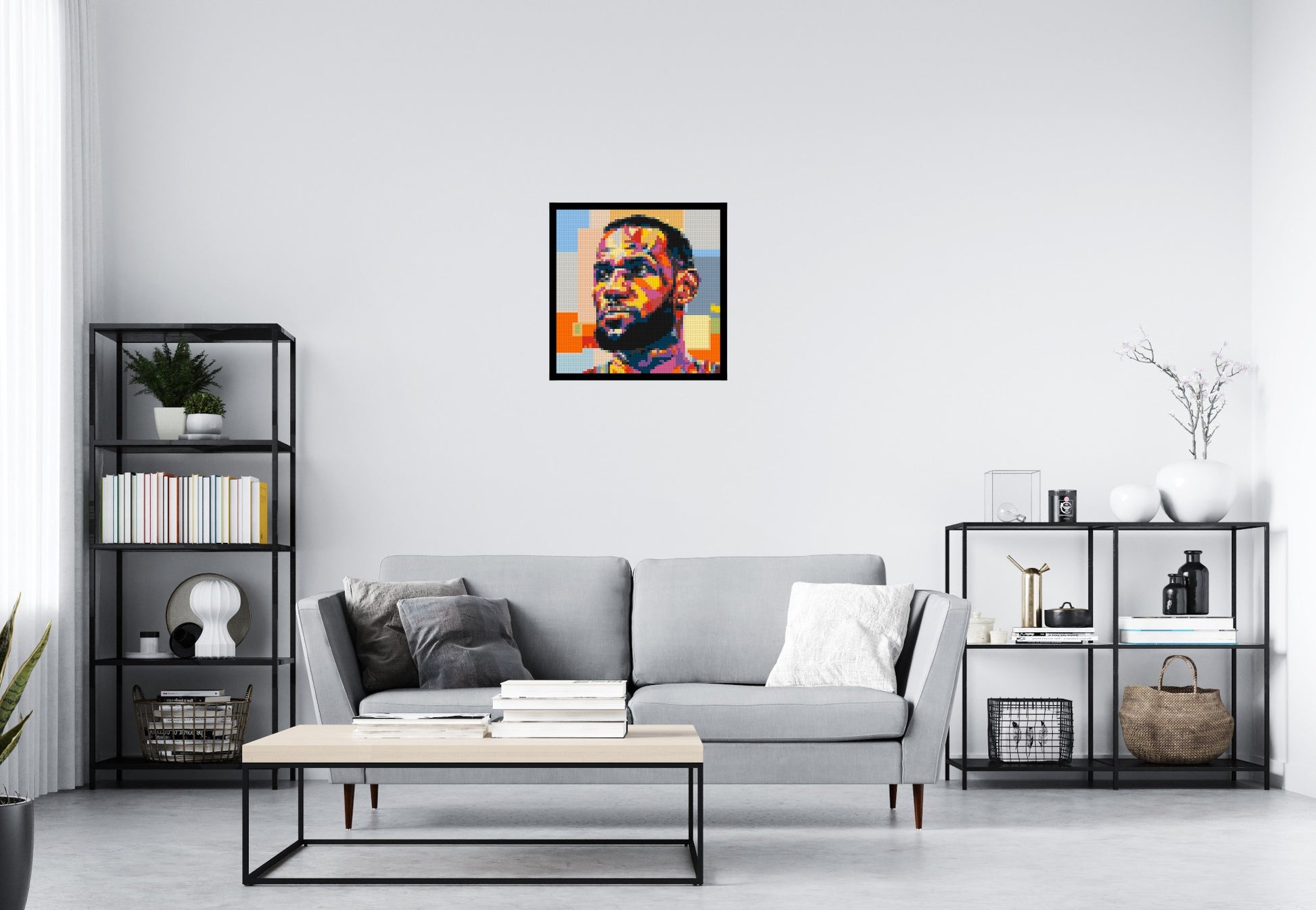 LeBron James - Brick Art Mosaic Kit 3x3 scene with frame