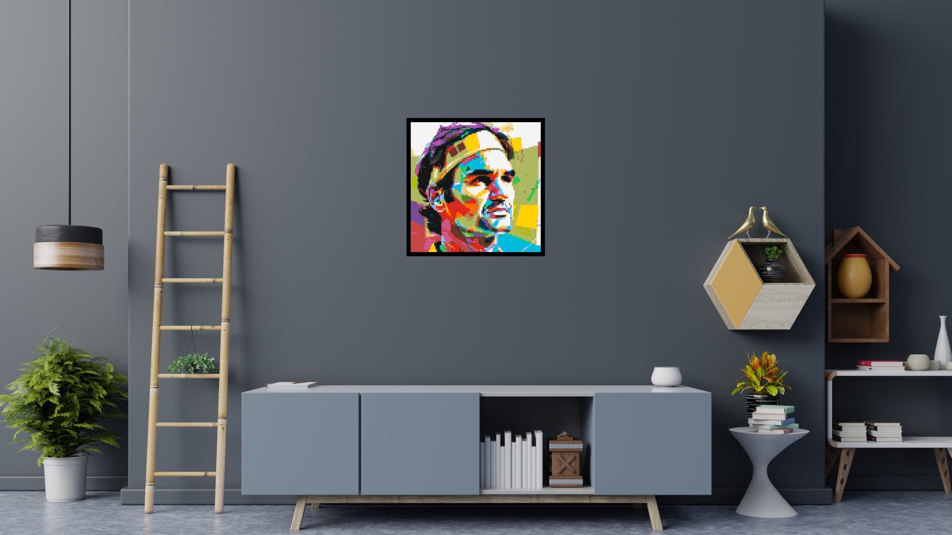 Roger Federer - Brick Art Mosaic Kit 4x4 scene with frame