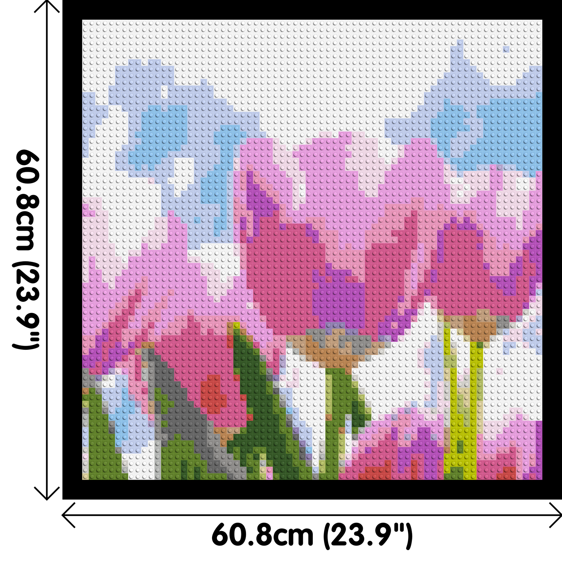 Pink Tulips - Brick Art Mosaic Kit 3x3 dimensions with frame