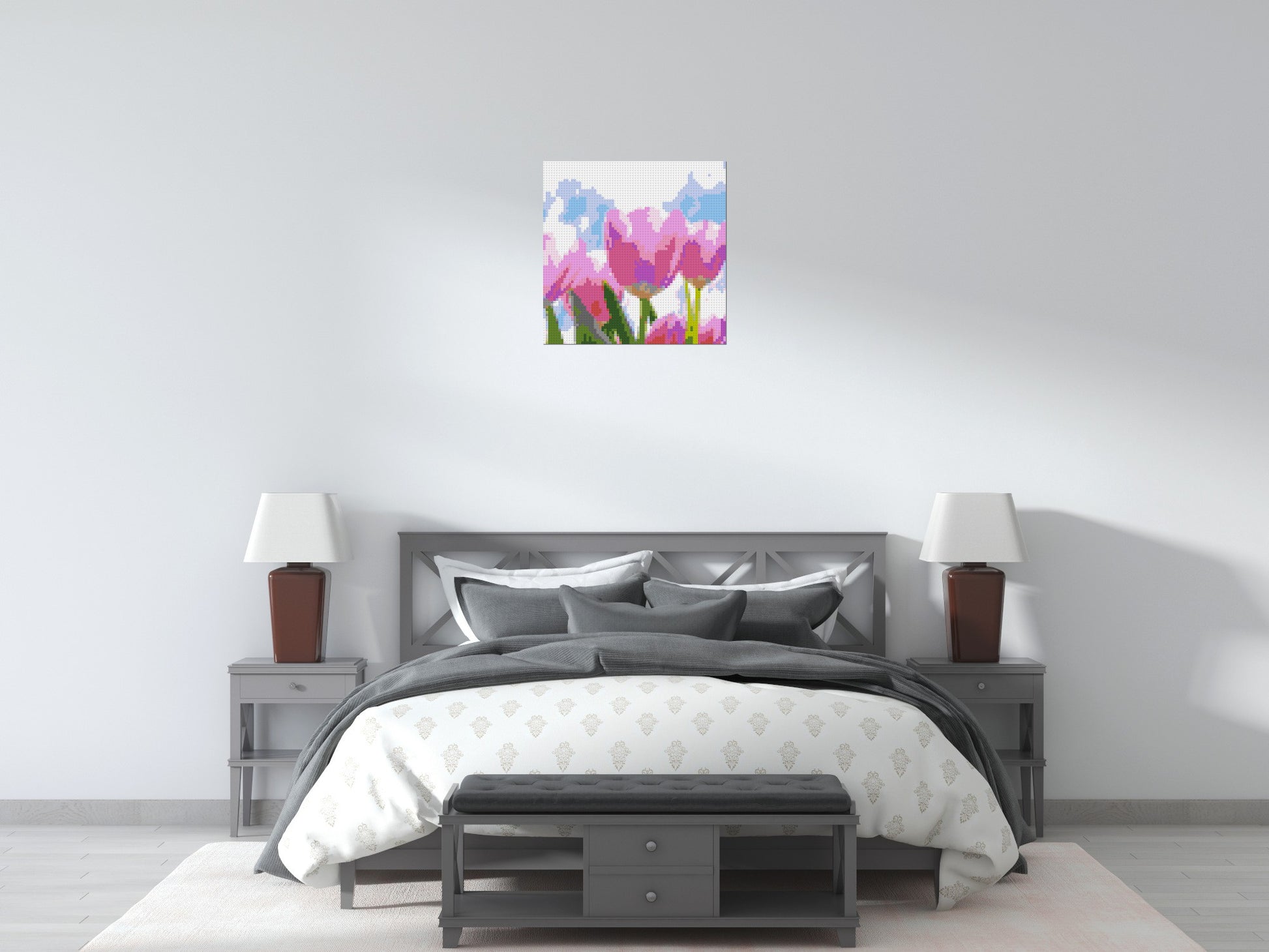 Pink Tulips - Brick Art Mosaic Kit 3x3 scene