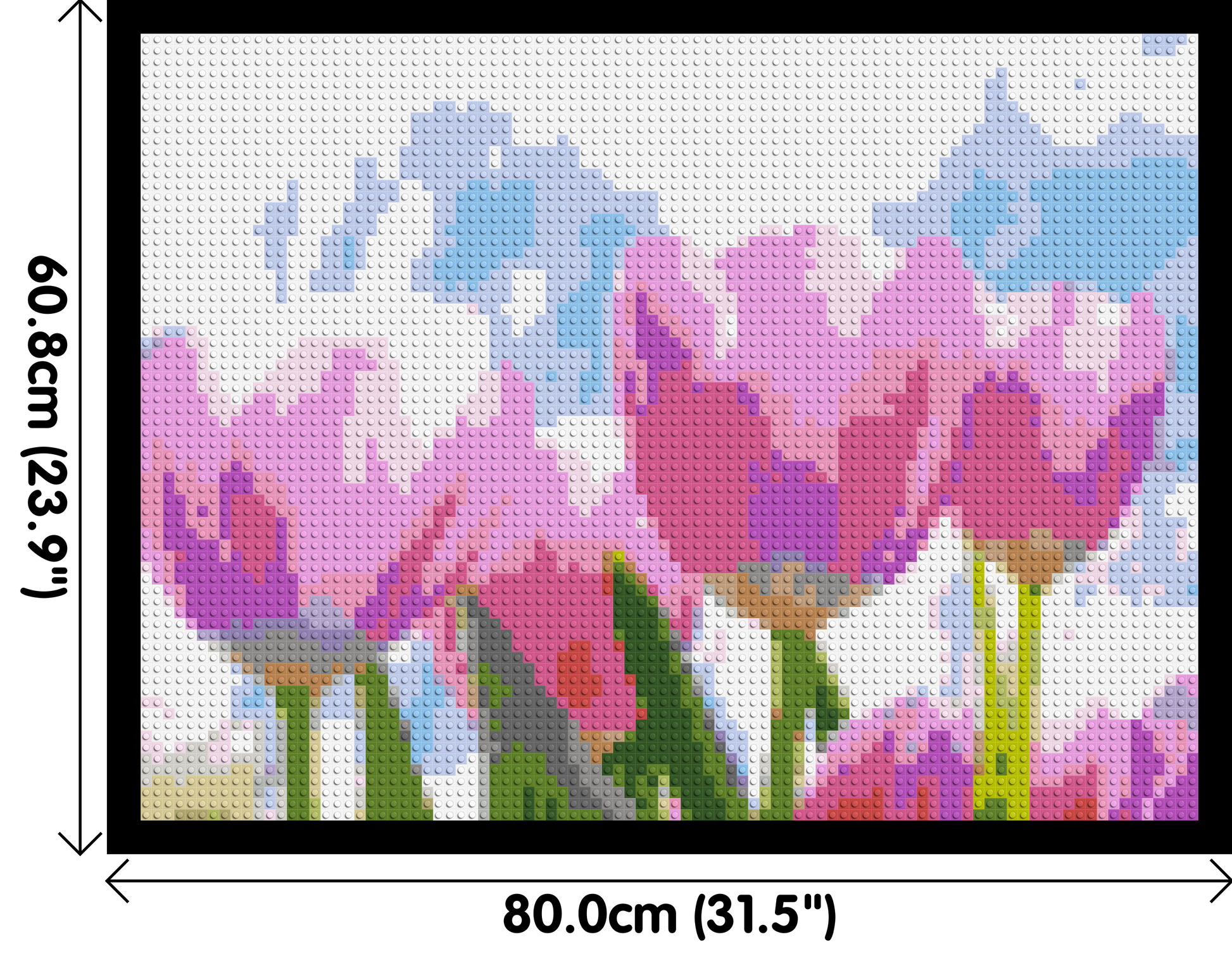 Pink Tulips - Brick Art Mosaic Kit 4x3 dimensions with frame