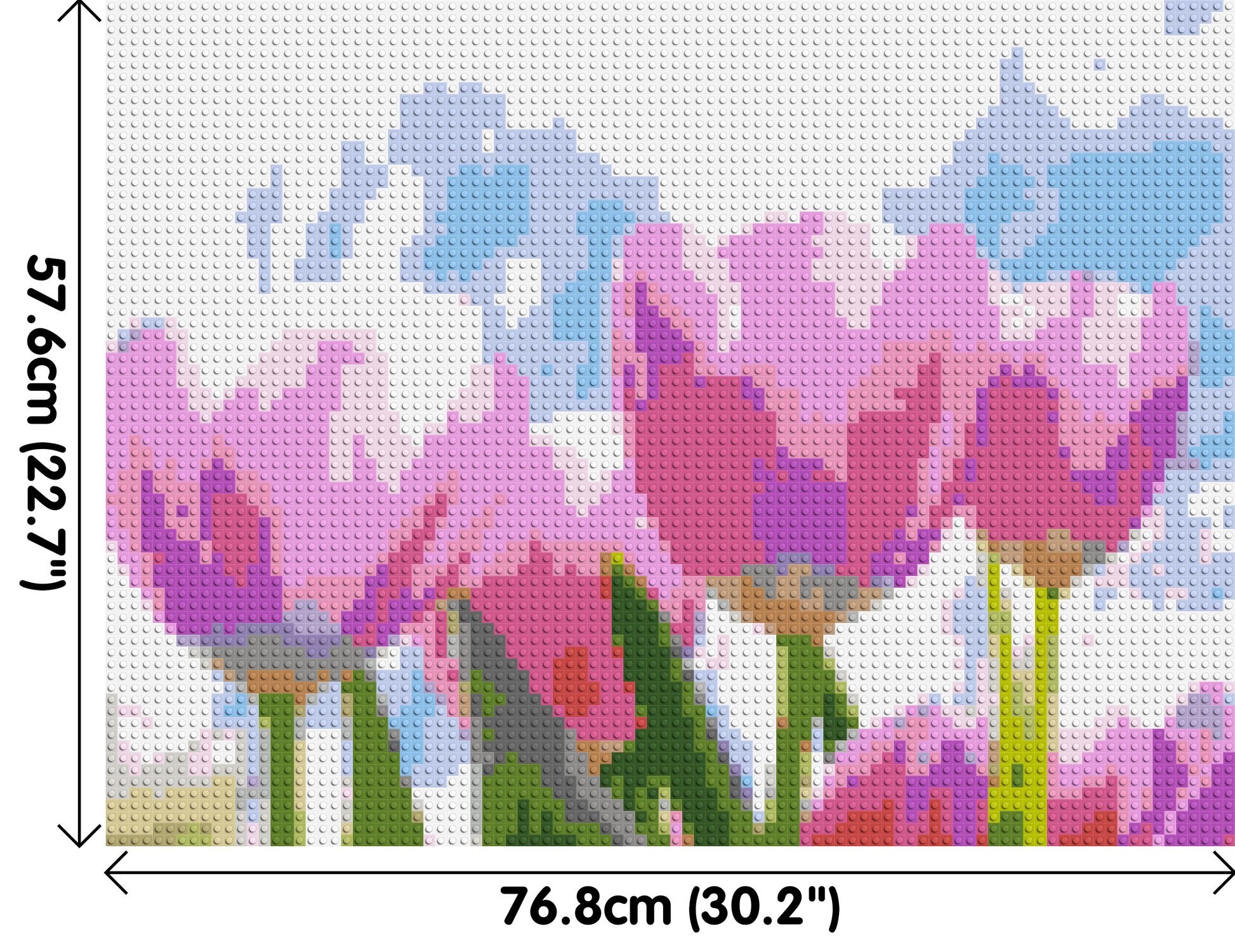 Pink Tulips - Brick Art Mosaic Kit 4x3 dimensions