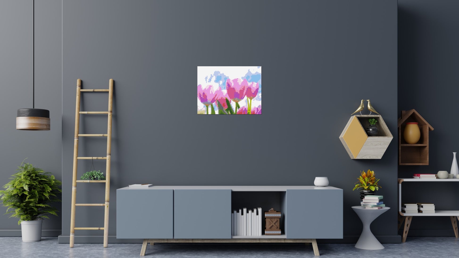 Pink Tulips - Brick Art Mosaic Kit 4x3 scene