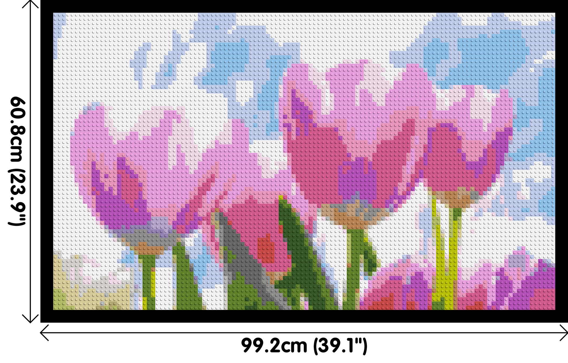Pink Tulips - Brick Art Mosaic Kit 5x3 dimensions with frame