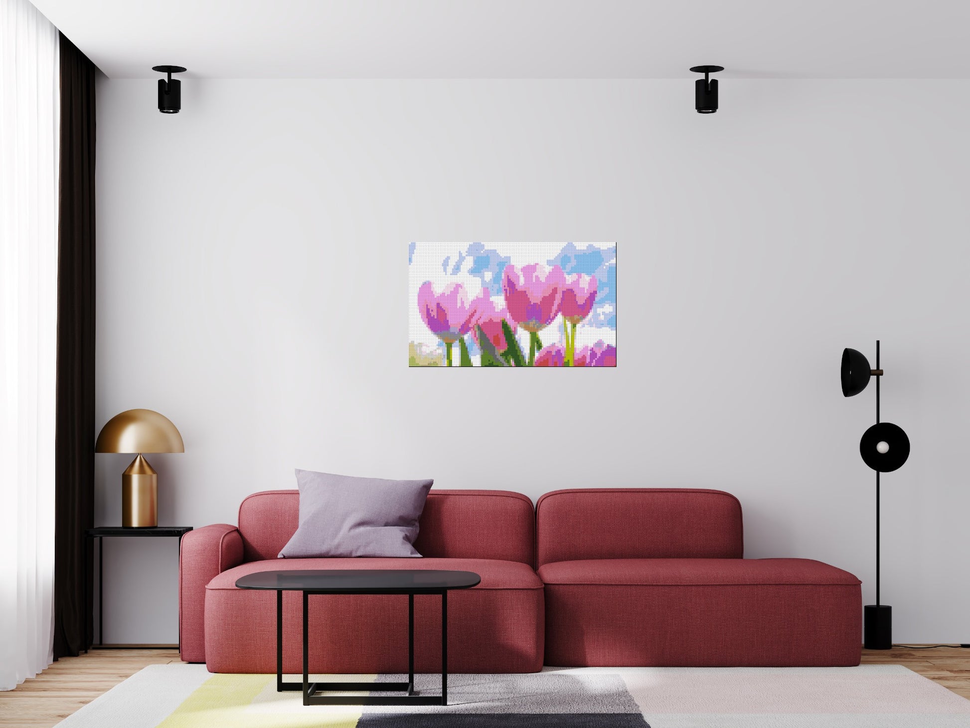 Pink Tulips - Brick Art Mosaic Kit 5x3 scene