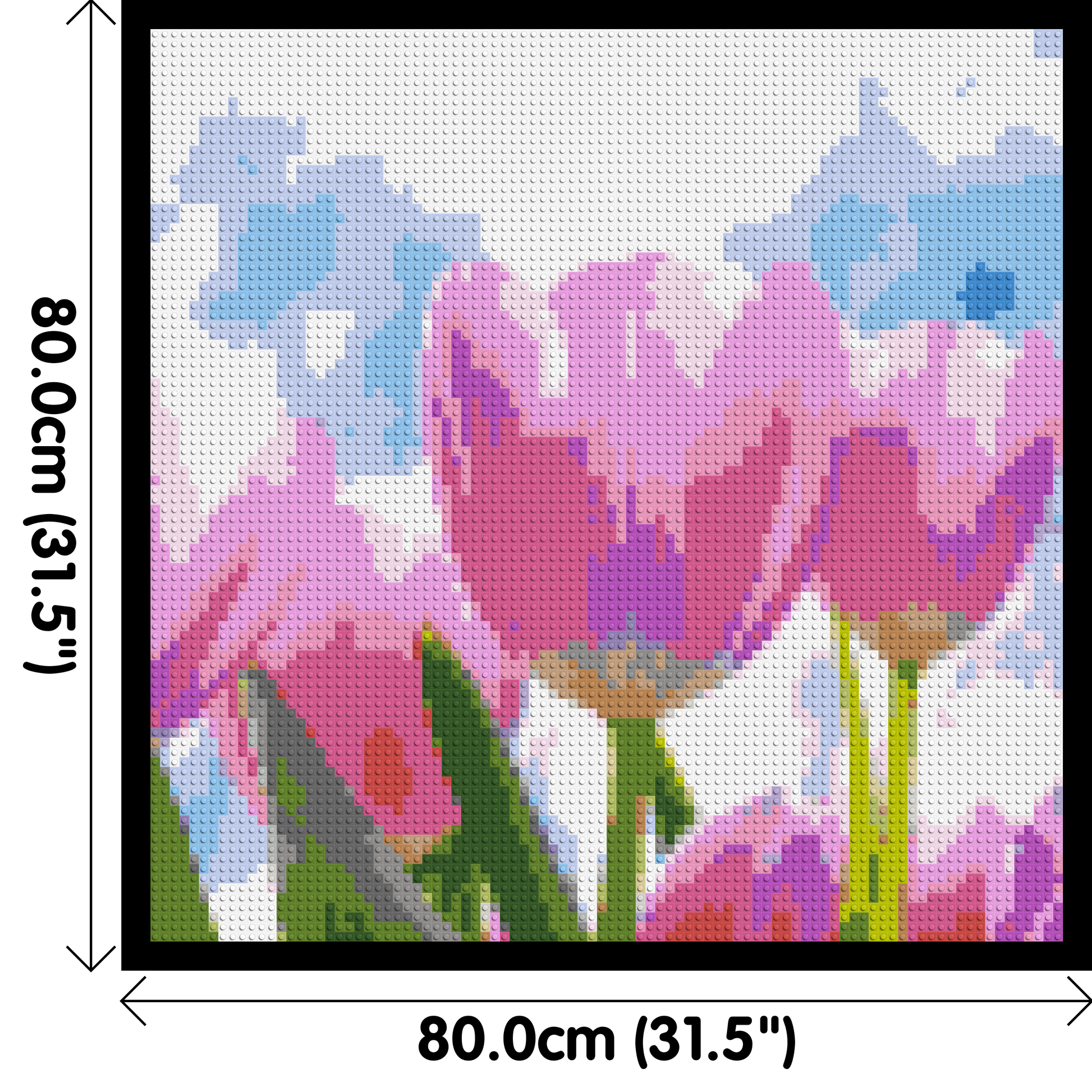 Pink Tulips - Brick Art Mosaic Kit 4x4 dimensions with frame