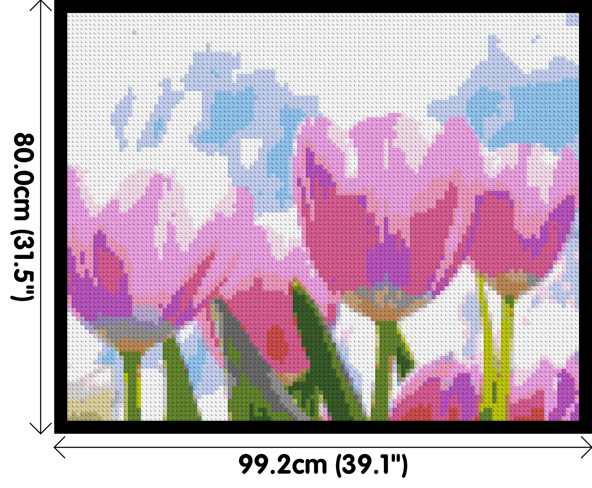 Pink Tulips - Brick Art Mosaic Kit 5x4 dimensions with frame