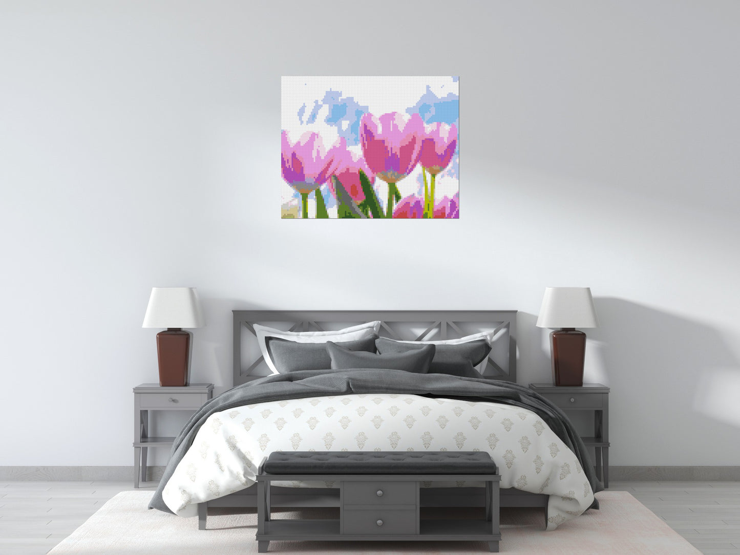 Pink Tulips - Brick Art Mosaic Kit 5x4 large