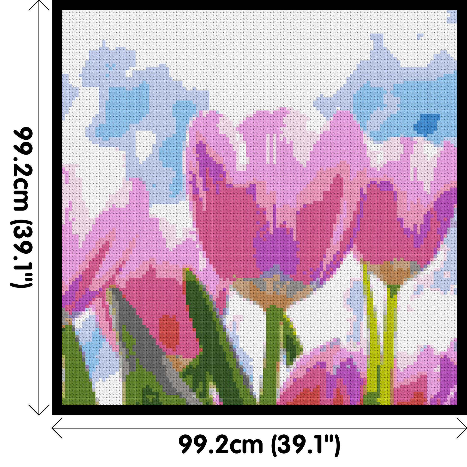 Pink Tulips - Brick Art Mosaic Kit 5x5 dimensions with frame