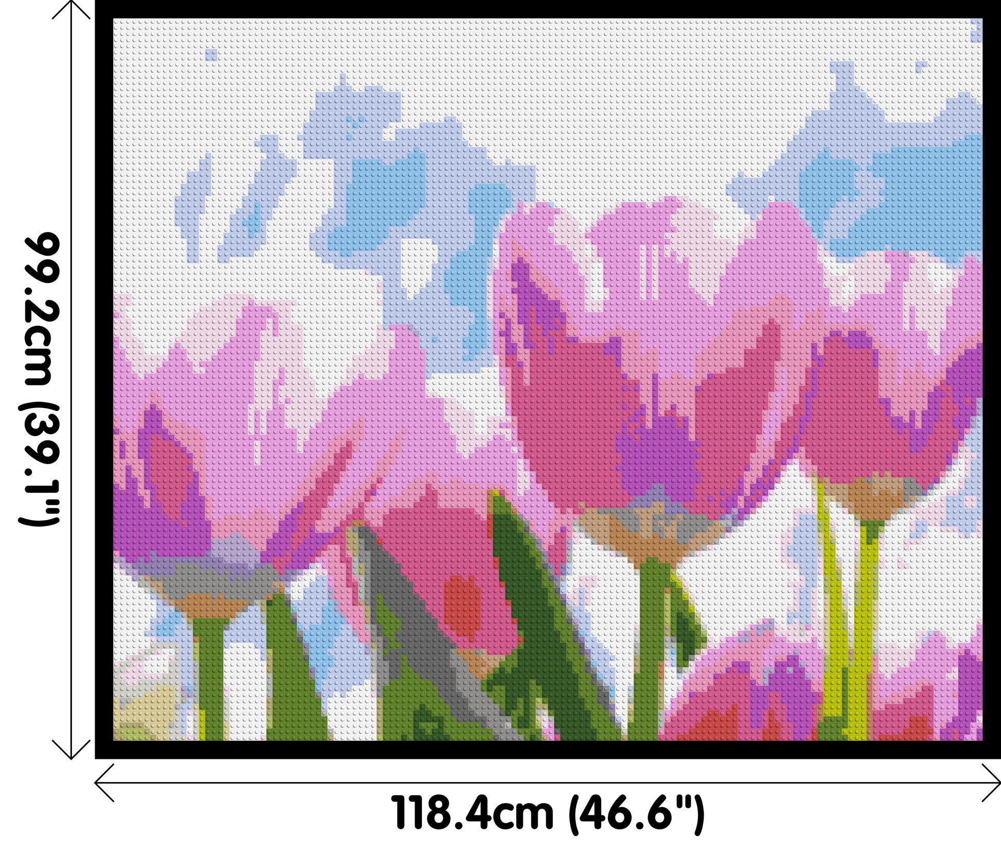 Pink Tulips - Brick Art Mosaic Kit 6x5 dimensions with frame