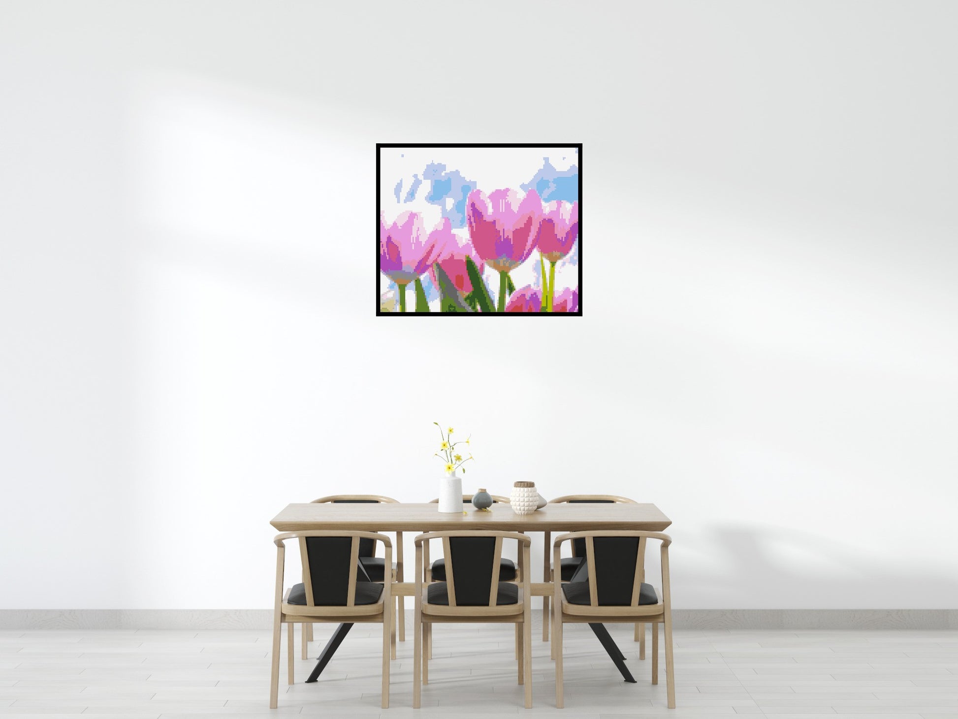 Pink Tulips - Brick Art Mosaic Kit 6x5 scene with frame
