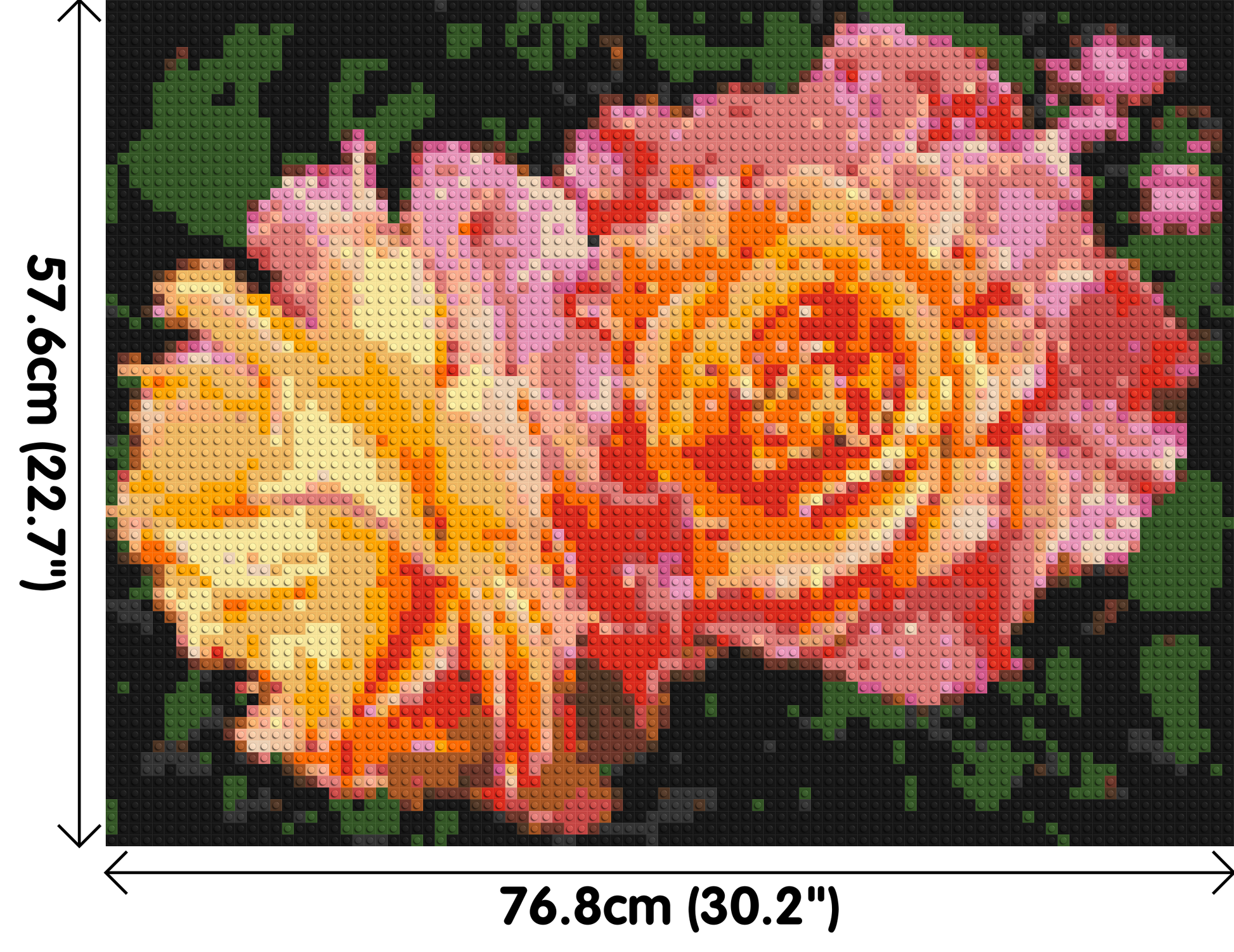 Roses - Brick Art Mosaic Kit 4x3 dimensions