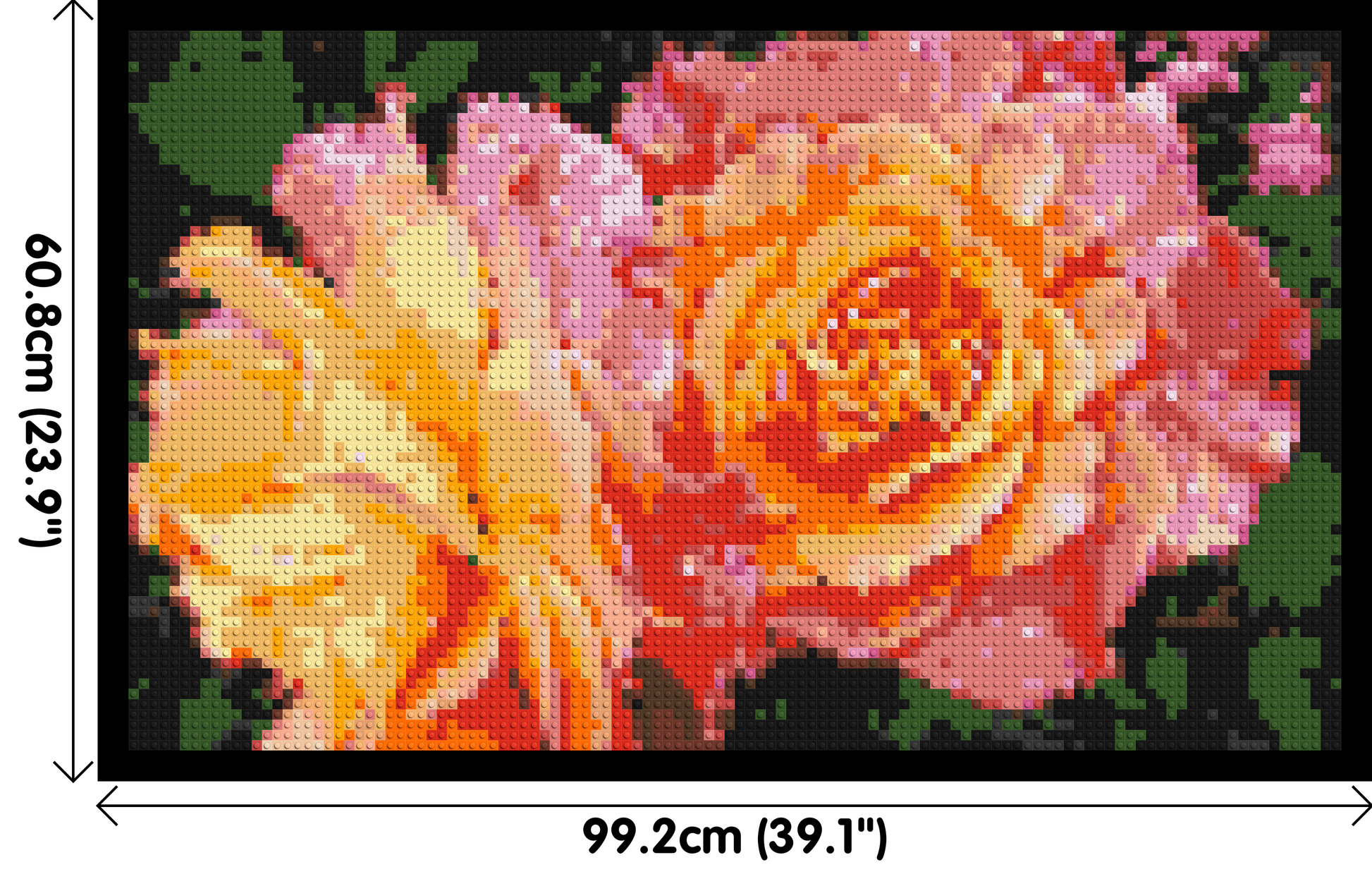 Roses - Brick Art Mosaic Kit 5x3 dimensions with frame