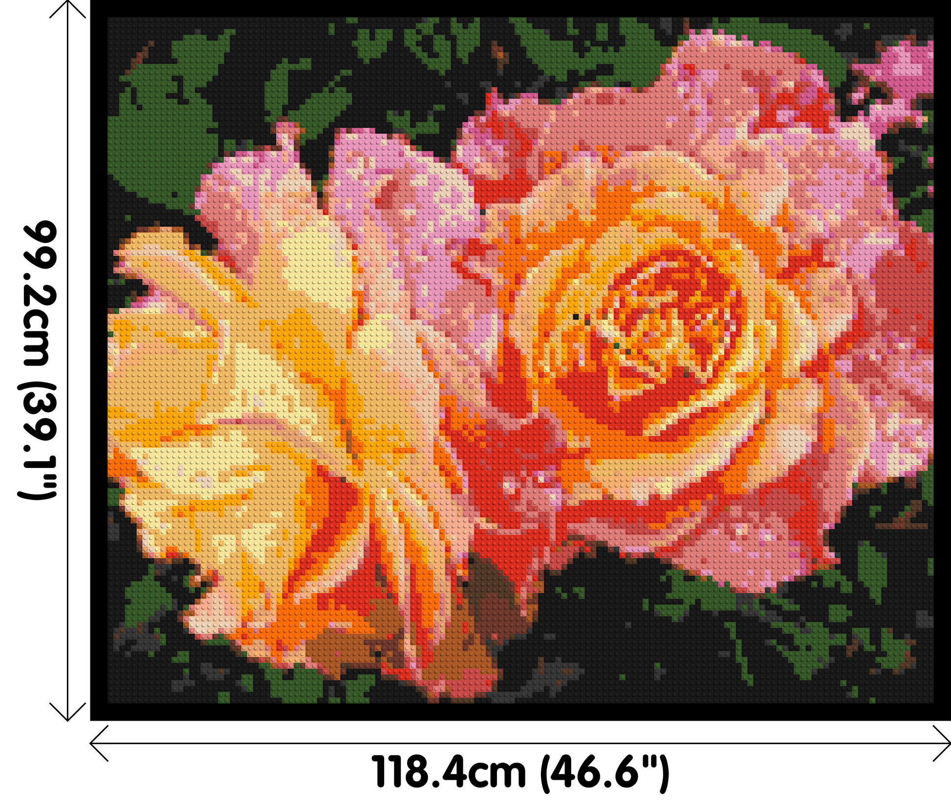 Roses - Brick Art Mosaic Kit 6x5 dimensions with frame