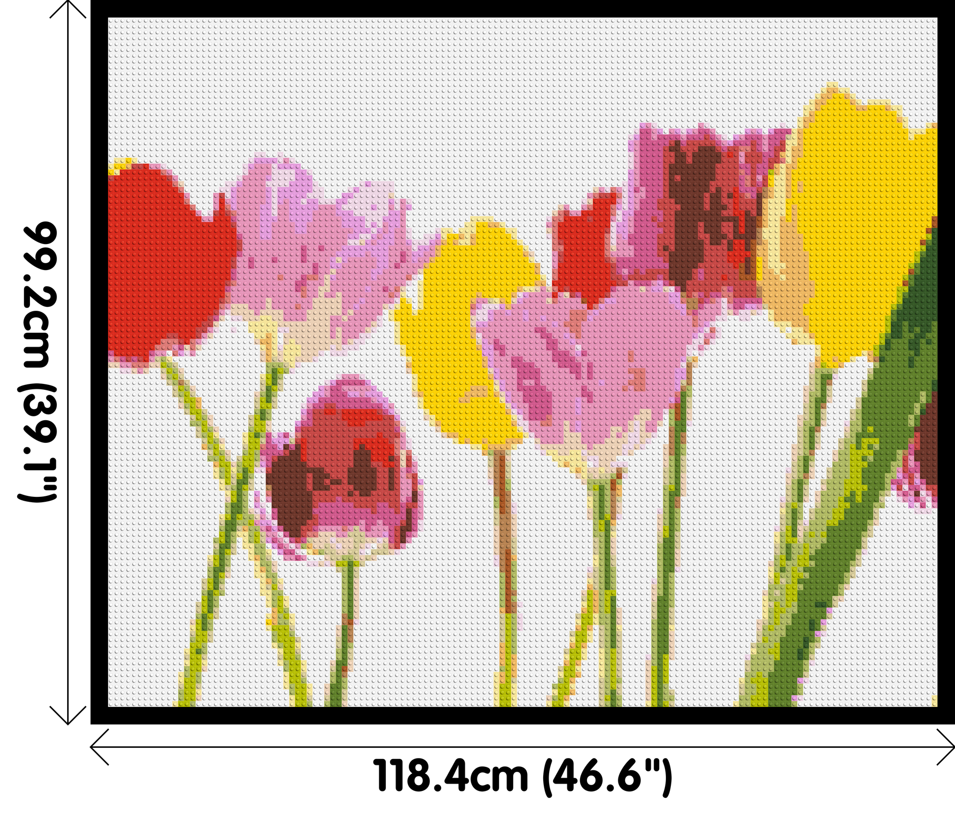 Colourful Tulips - Brick Art Mosaic Kit 6x5 dimensions with frame