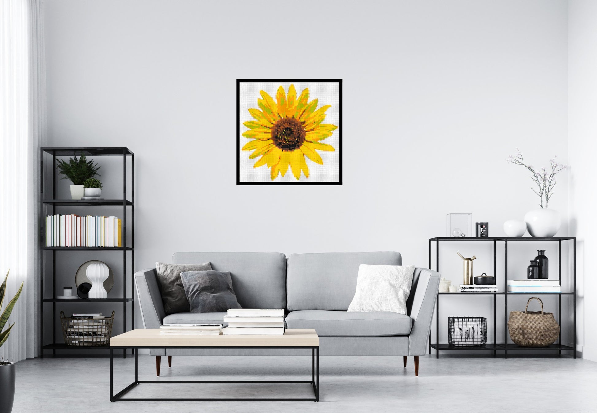 Sunflower - Brick Art Mosaic Kit 4x4 scene with frame