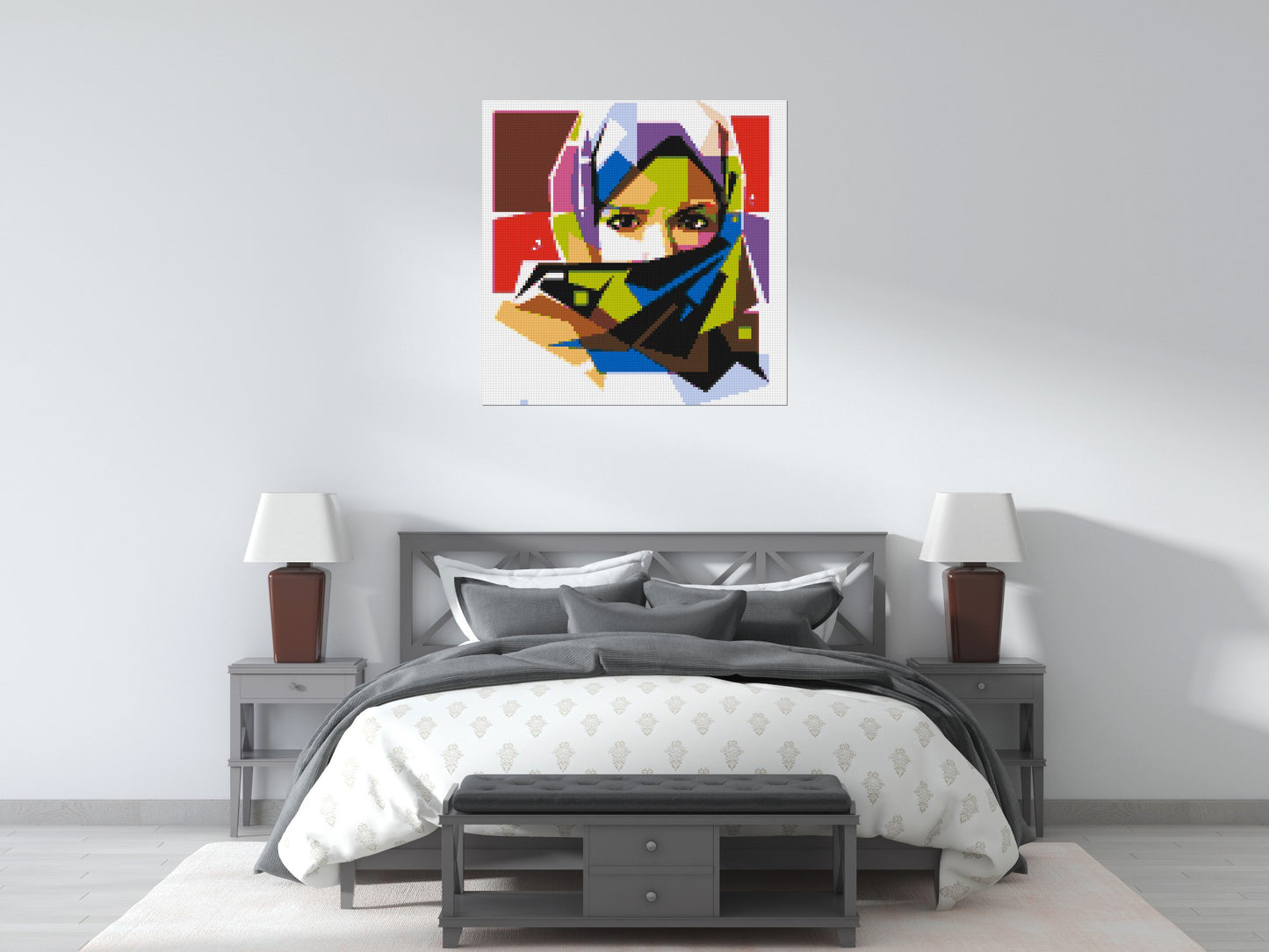 Colourful Woman with Hijab - Brick Art Mosaic Kit 5x5 large