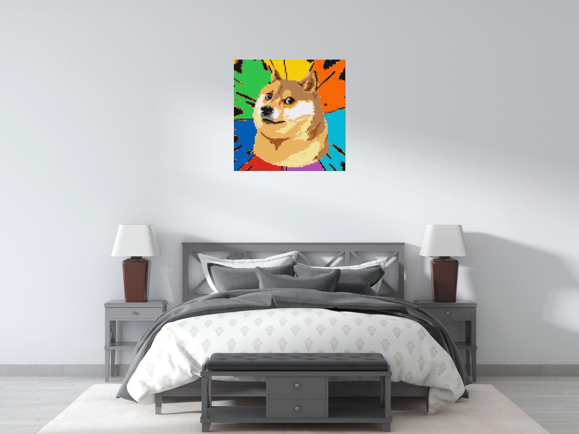 Colourful Doge Meme - Brick Art Mosaic Kit 4x4 scene