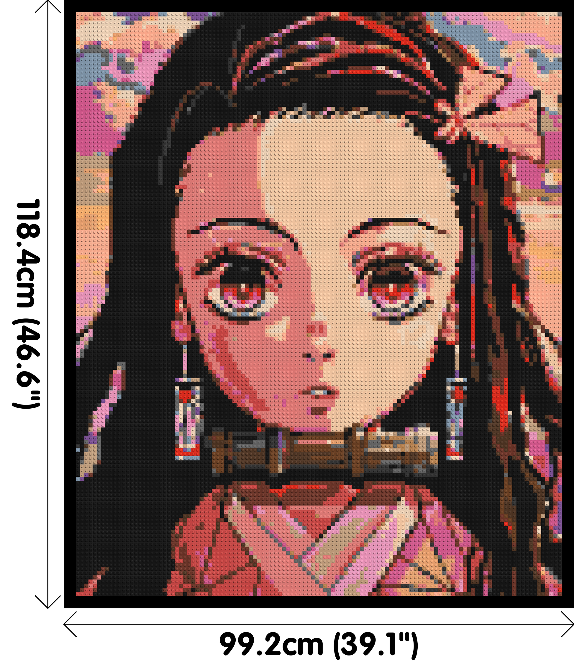 Nezuko Pixel Art - Brick Art Mosaic Kit 5x6 dimensions with frame