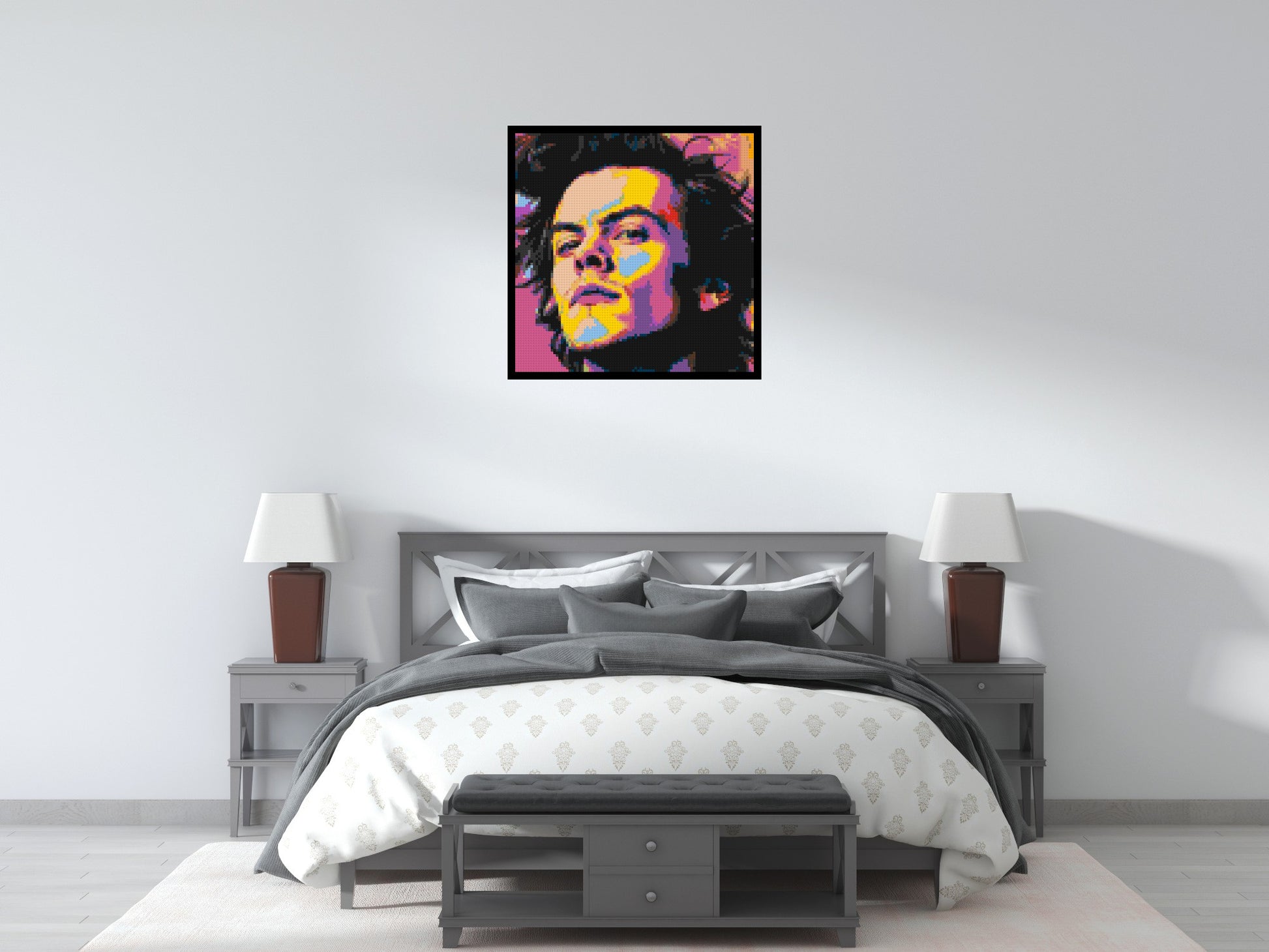 Harry Styles - Brick Art Mosaic Kit 4x4 scene with frame