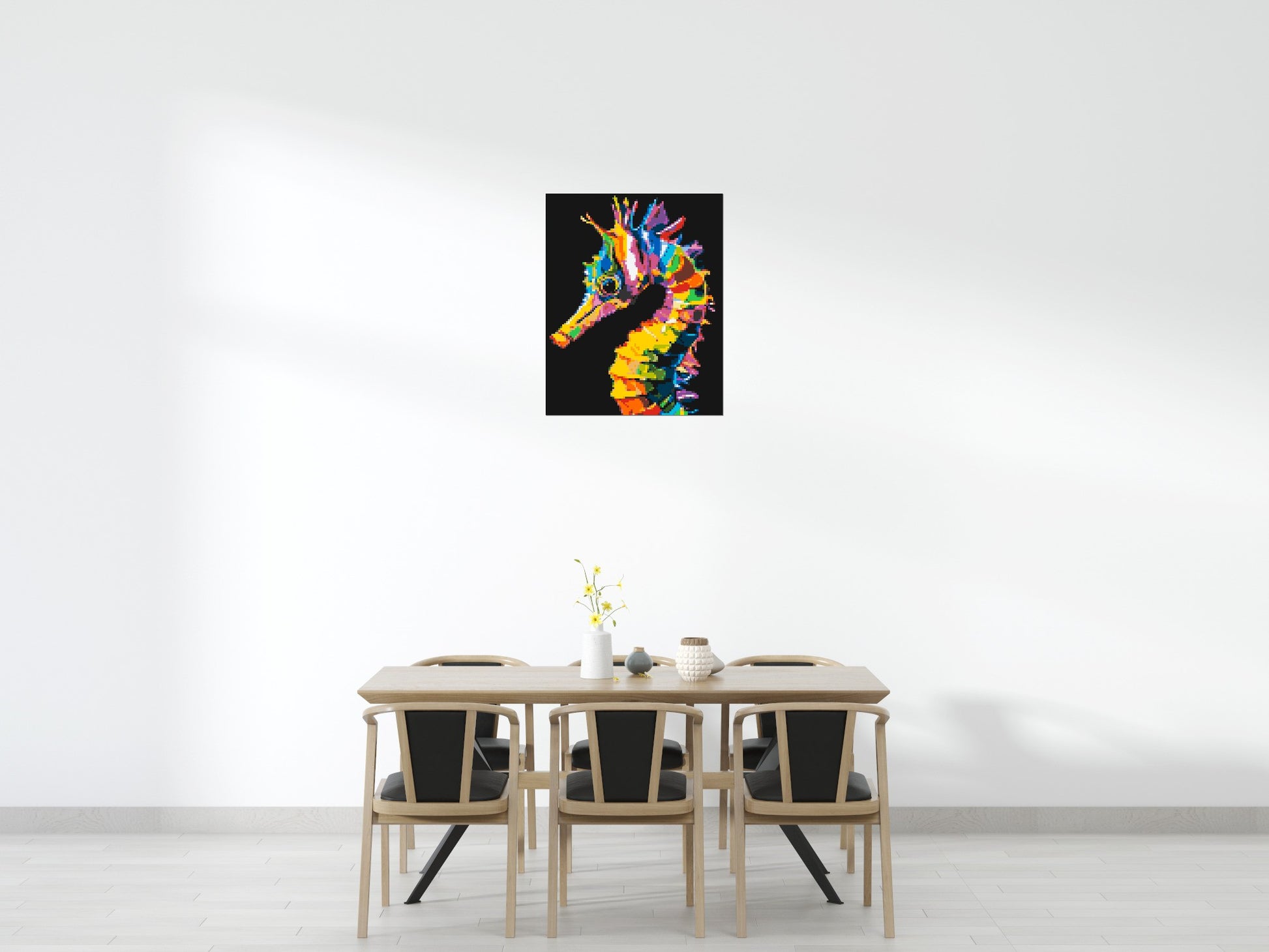 Colourful Seahorse Pop Art - Brick Art Mosaic Kit 4x5 scene