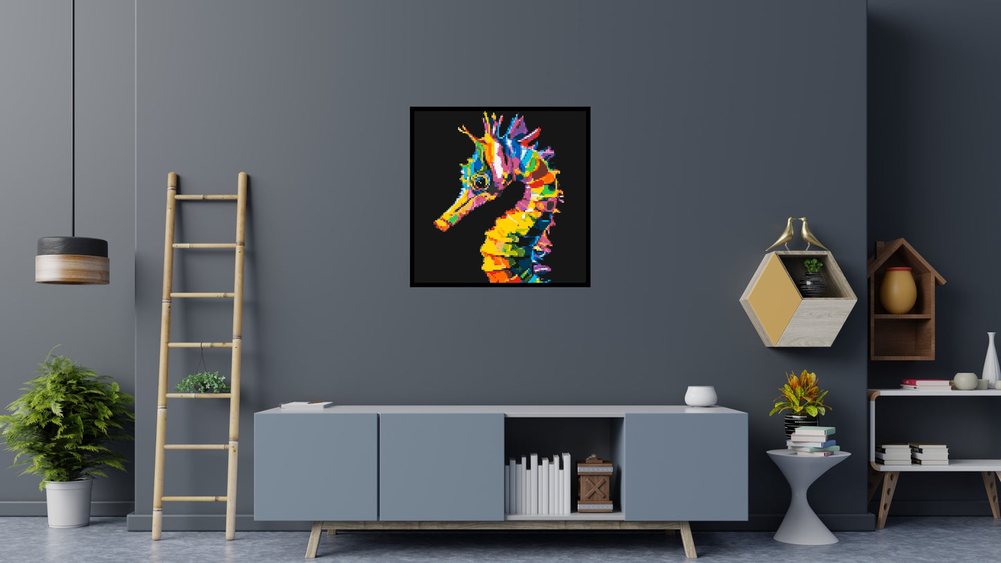 Colourful Seahorse Pop Art - Brick Art Mosaic Kit 5x5 large