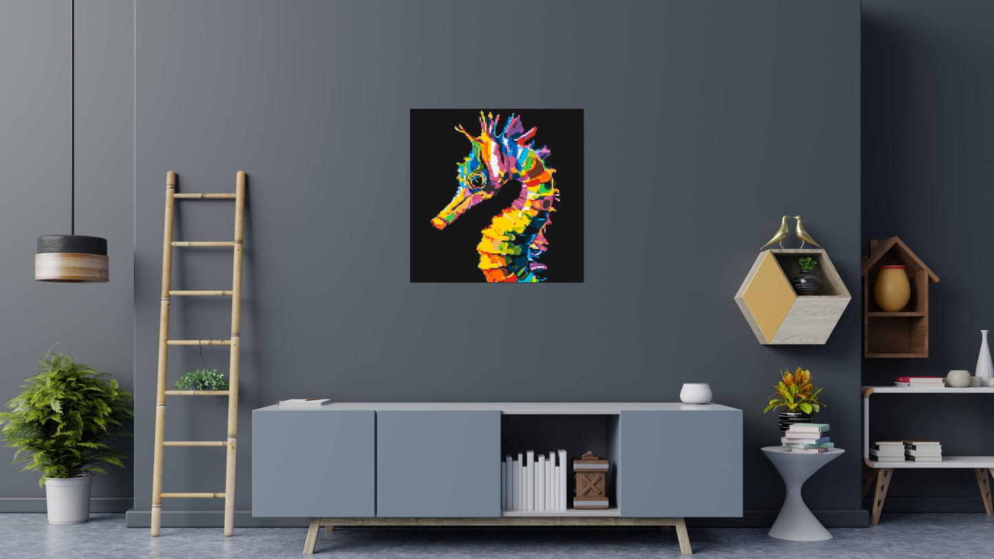 Colourful Seahorse Pop Art - Brick Art Mosaic Kit 5x5 large