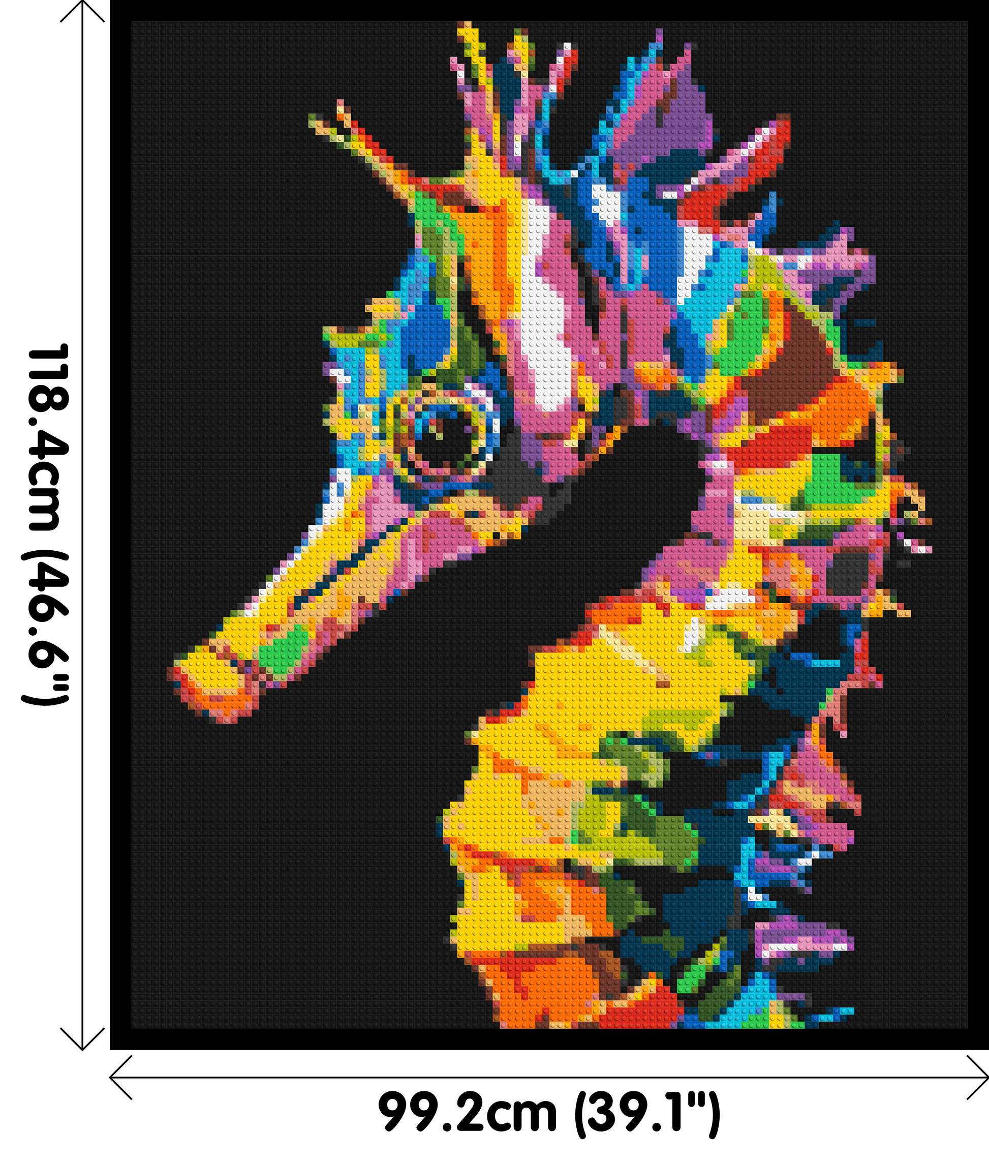 Colourful Seahorse Pop Art - Brick Art Mosaic Kit 5x6 dimensions with frame