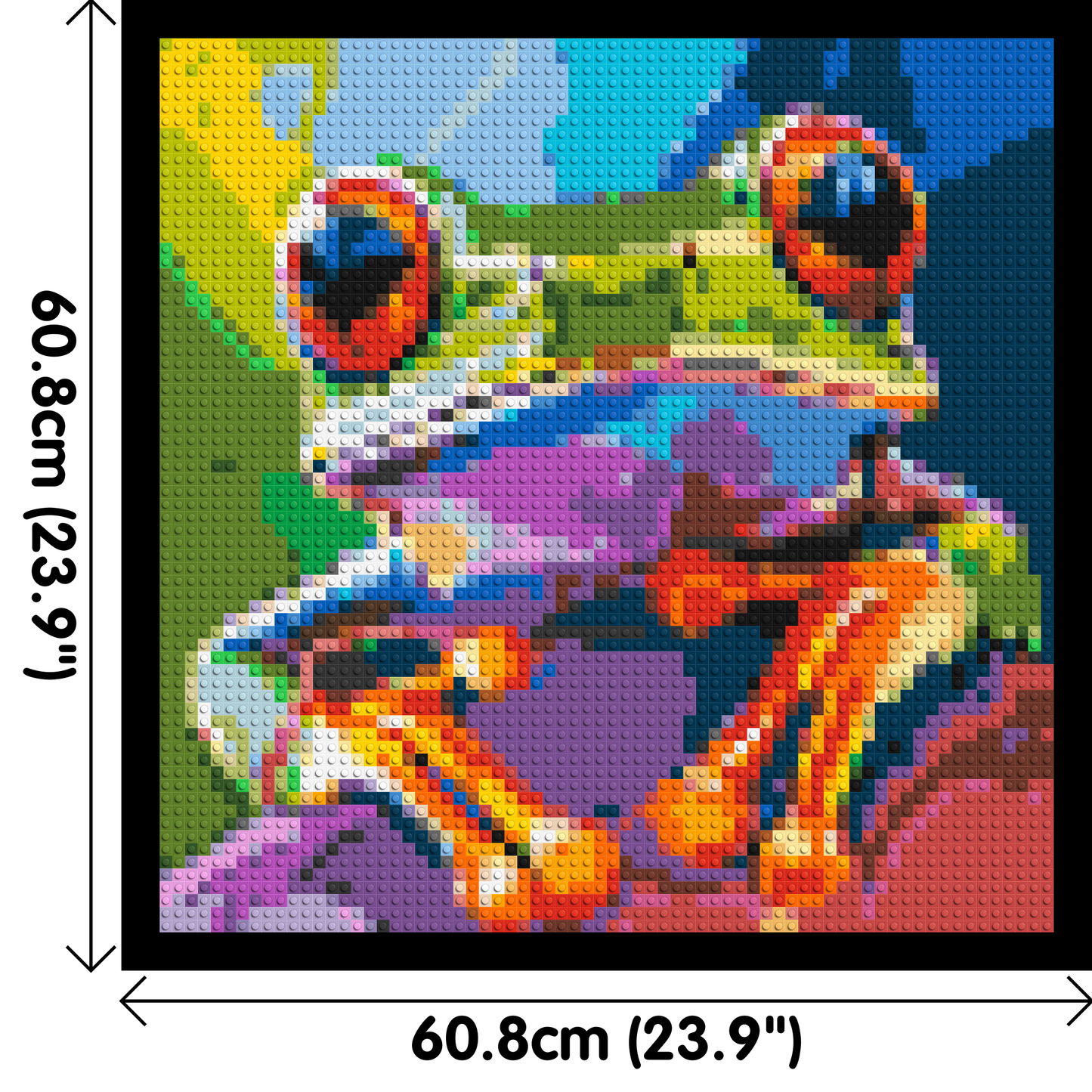 Frog Colourful Pop Art - Brick Art Mosaic Kit 3x3 large