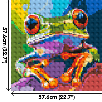 Frog Colourful Pop Art - Brick Art Mosaic Kit 3x3 large