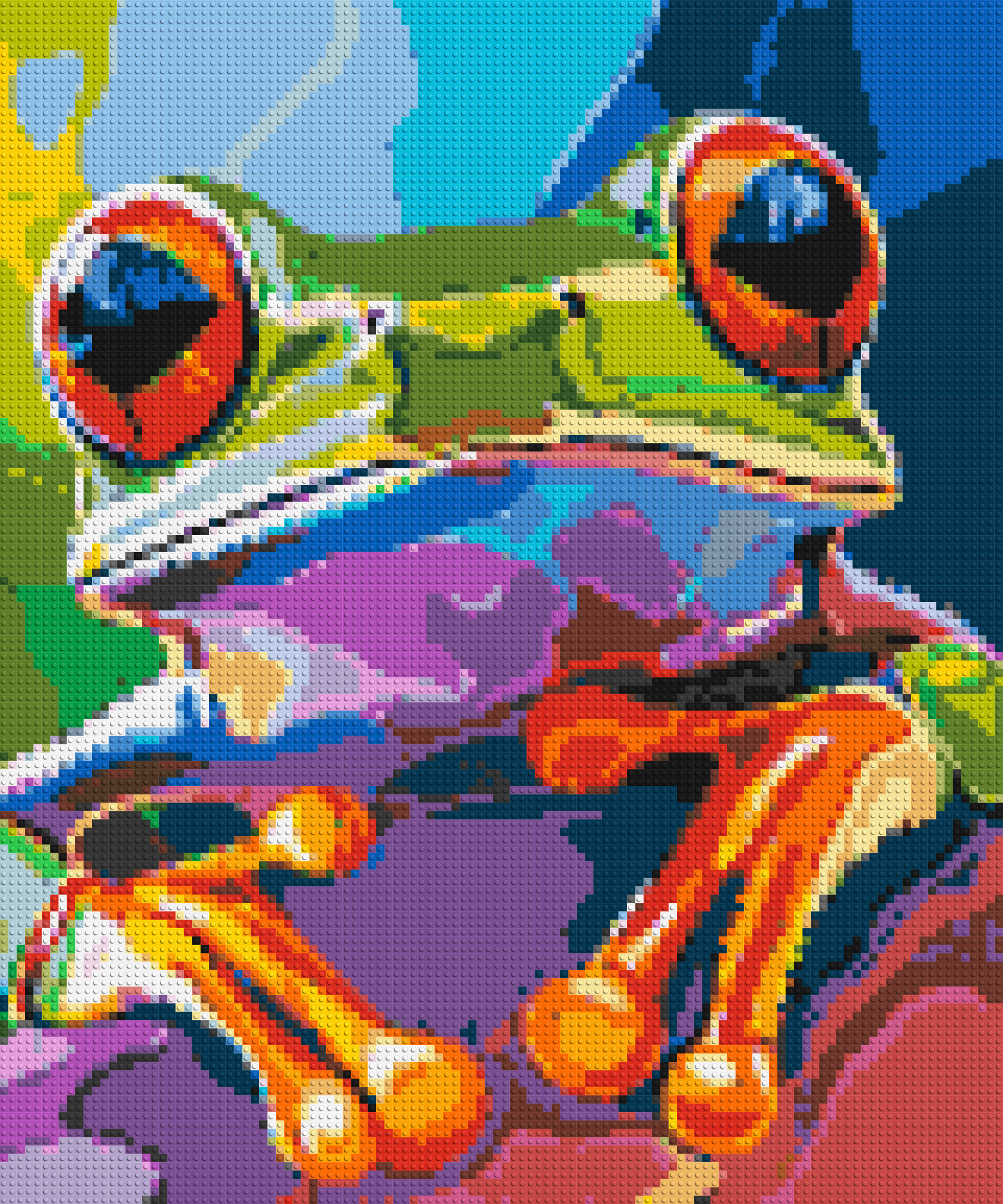 Frog Colourful Pop Art - Brick Art Mosaic Kit 5x6 large