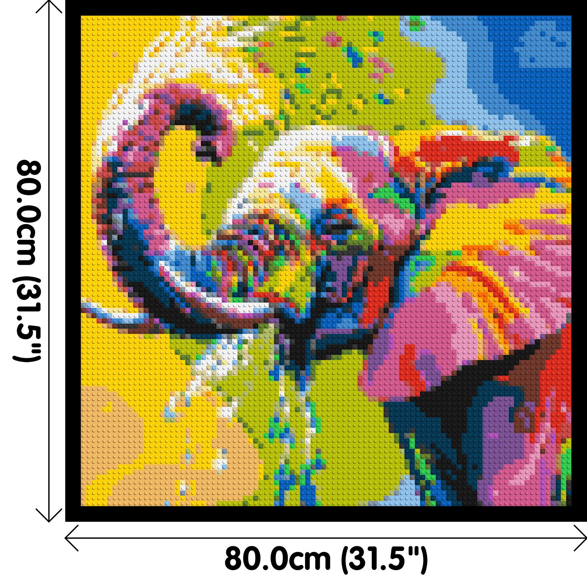 Elephant Colourful Pop Art - Brick Art Mosaic Kit 4x4 dimensions with frame