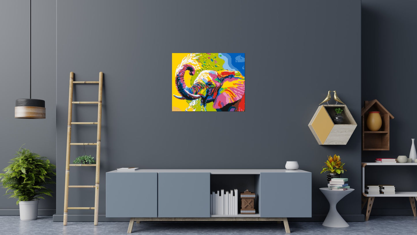 Elephant Colourful Pop Art - Brick Art Mosaic Kit 5x4 large