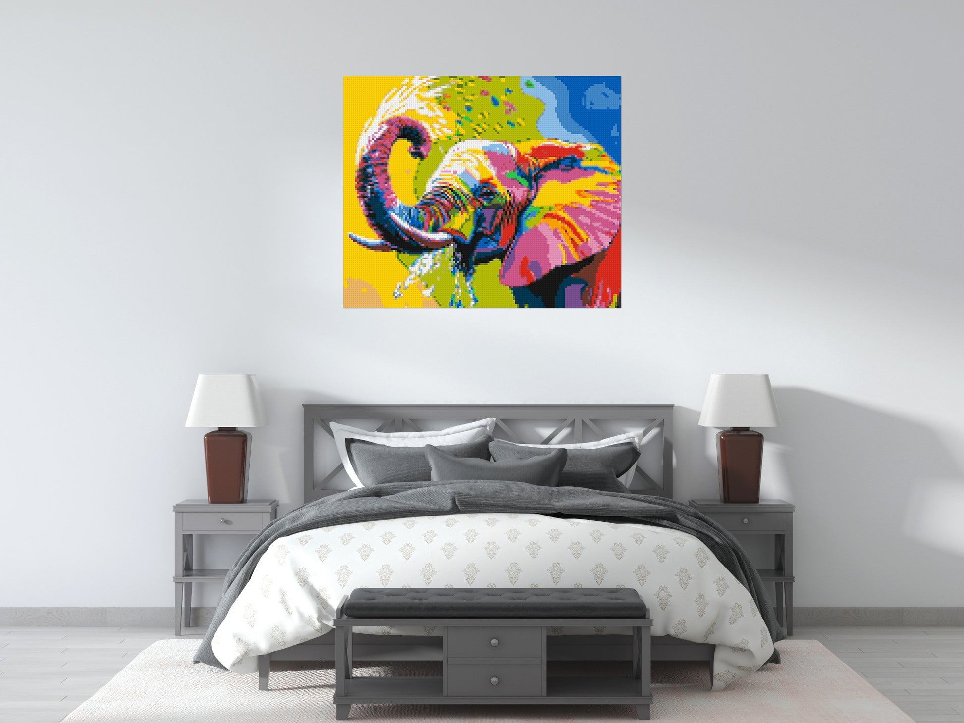 Elephant Colourful Pop Art - Brick Art Mosaic Kit 6x5 scene