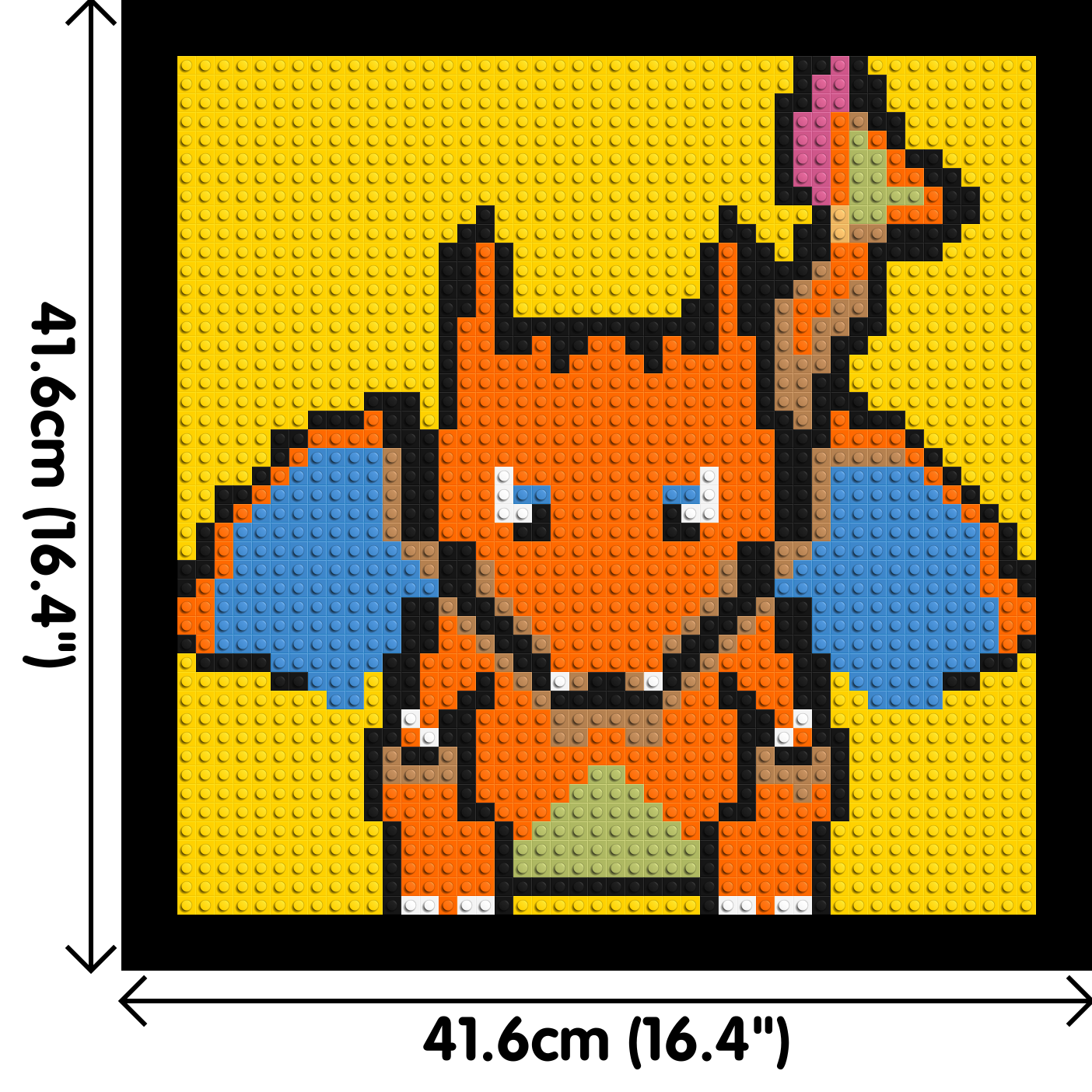 Charizard Pixel Art - Brick Art Mosaic Kit 2x2 dimensions with frame