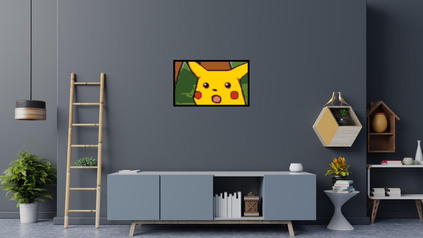 Surprised Pikachu Face Meme - Brick Art Mosaic Kit 5x3 large