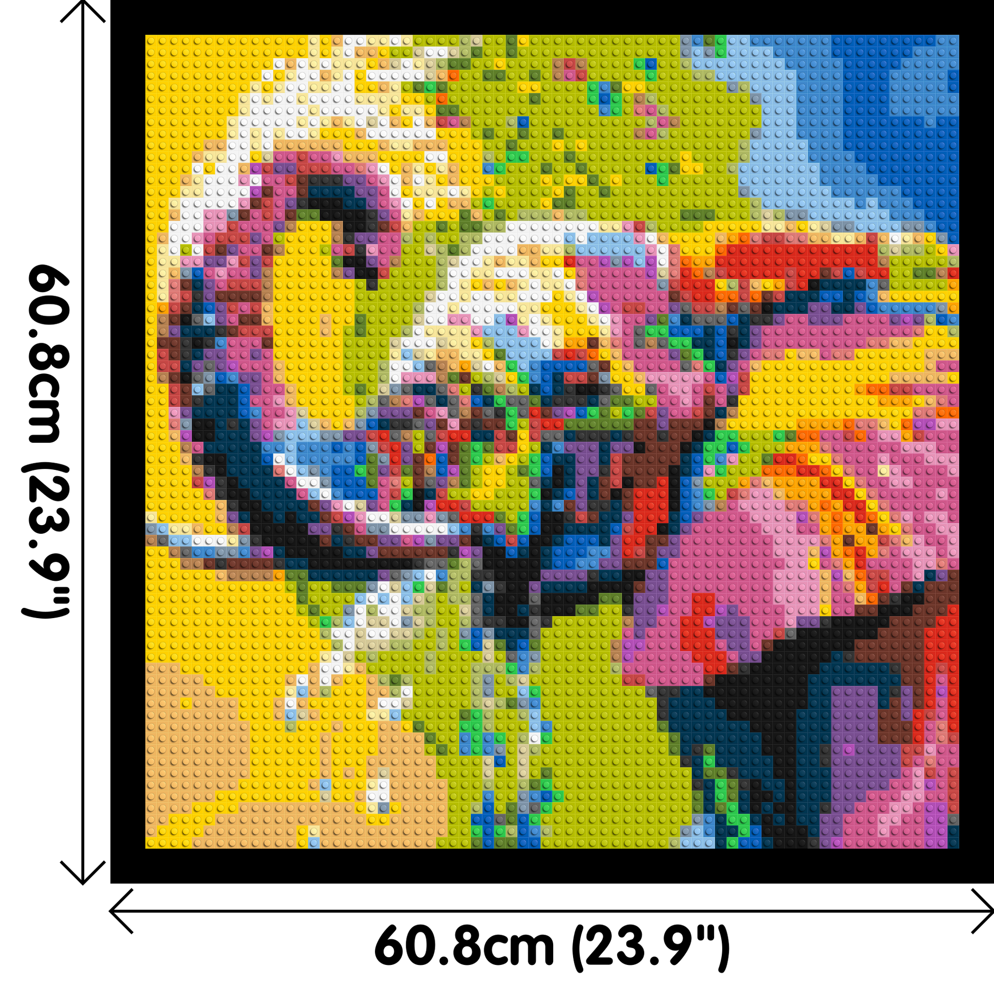 Elephant Colourful Pop Art - Brick Art Mosaic Kit 3x3 dimensions with frame