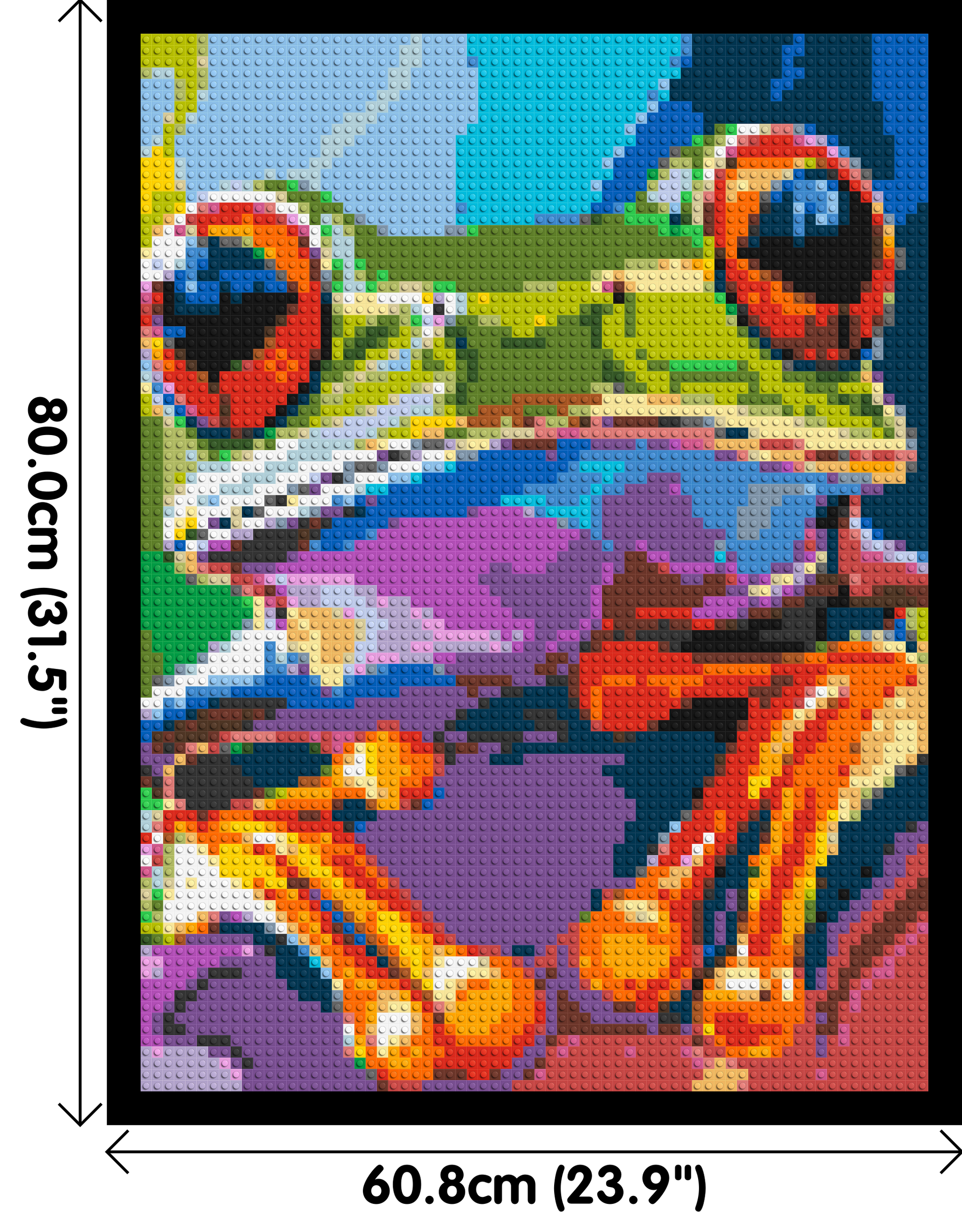 Frog Colourful Pop Art - Brick Art Mosaic Kit 3x4 dimensions with frame