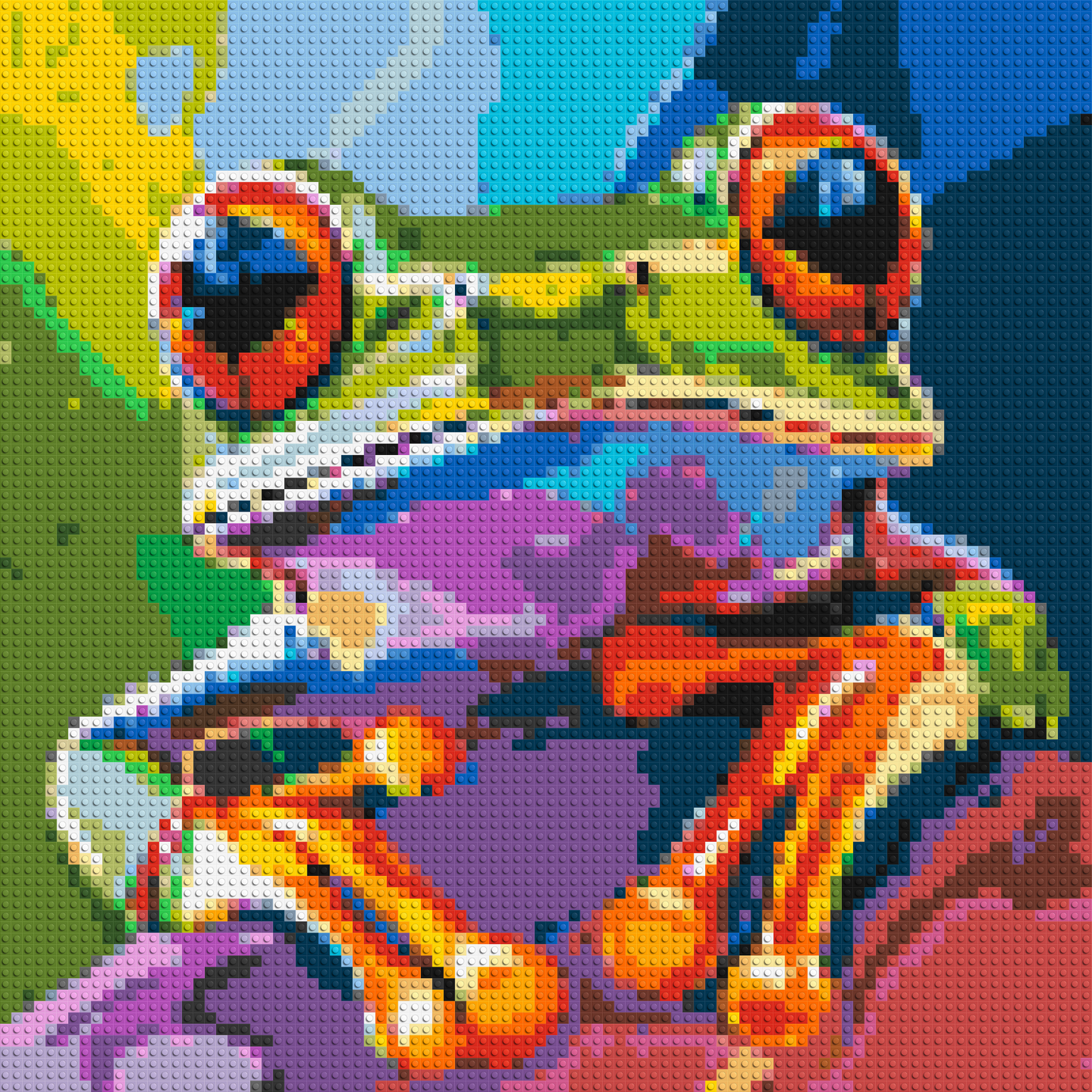 Frog Colourful Pop Art - Brick Art Mosaic Kit 4x4 large